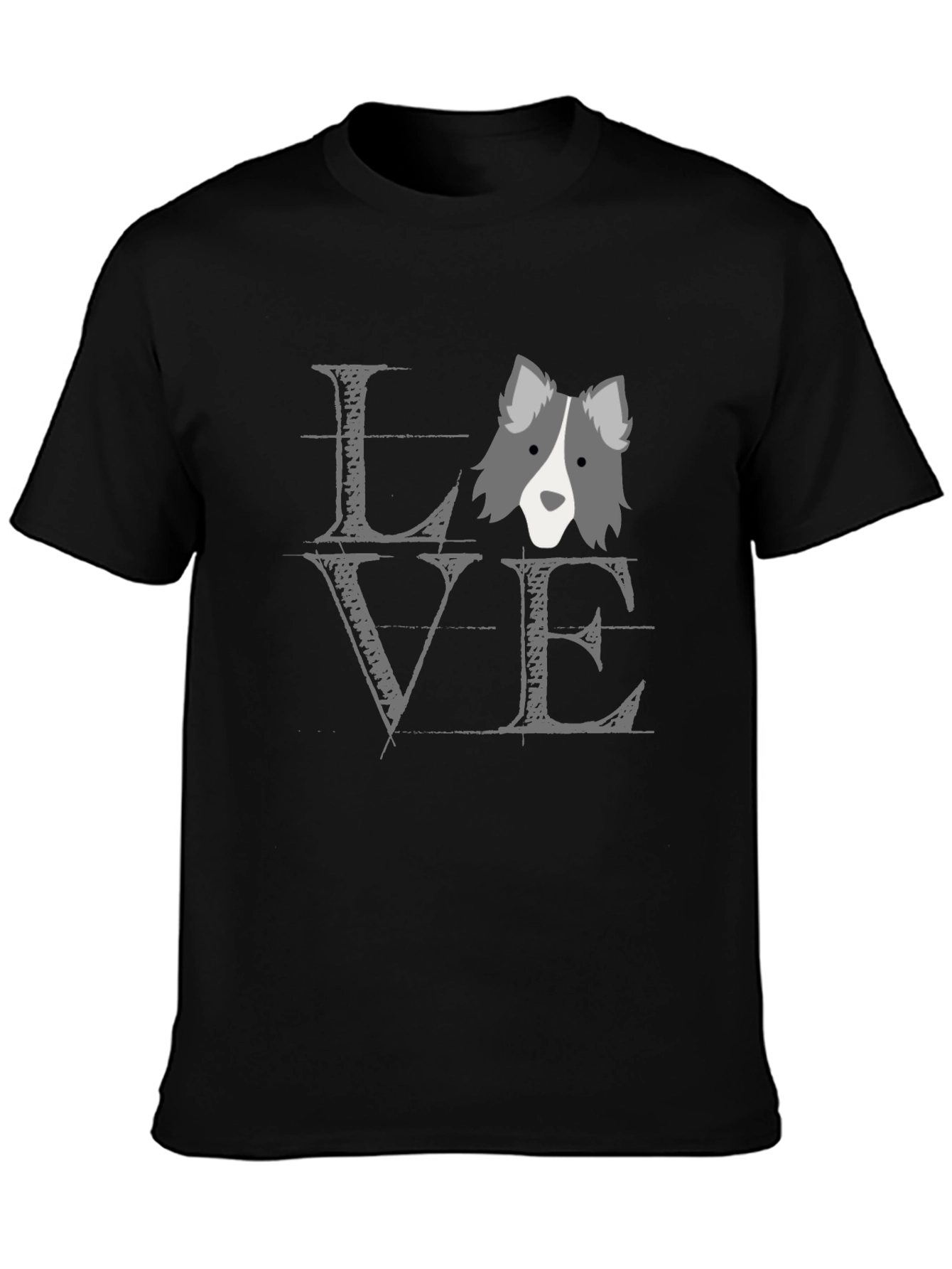 Black Dog Love T-Shirt - Unisex Black Cotton Tee view 3