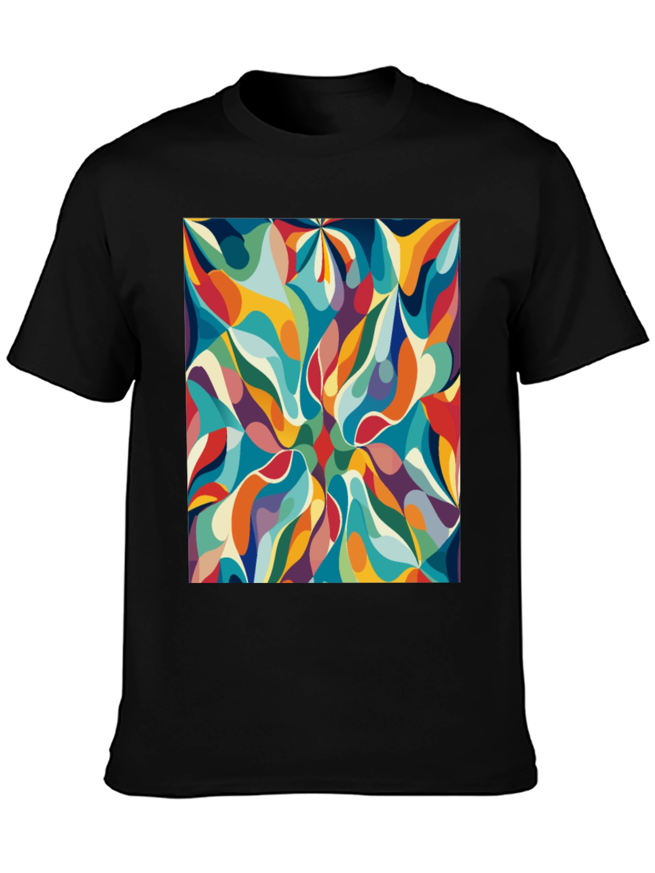 Black Retro Abstract Graphic Print Tee - Bold Style view 3