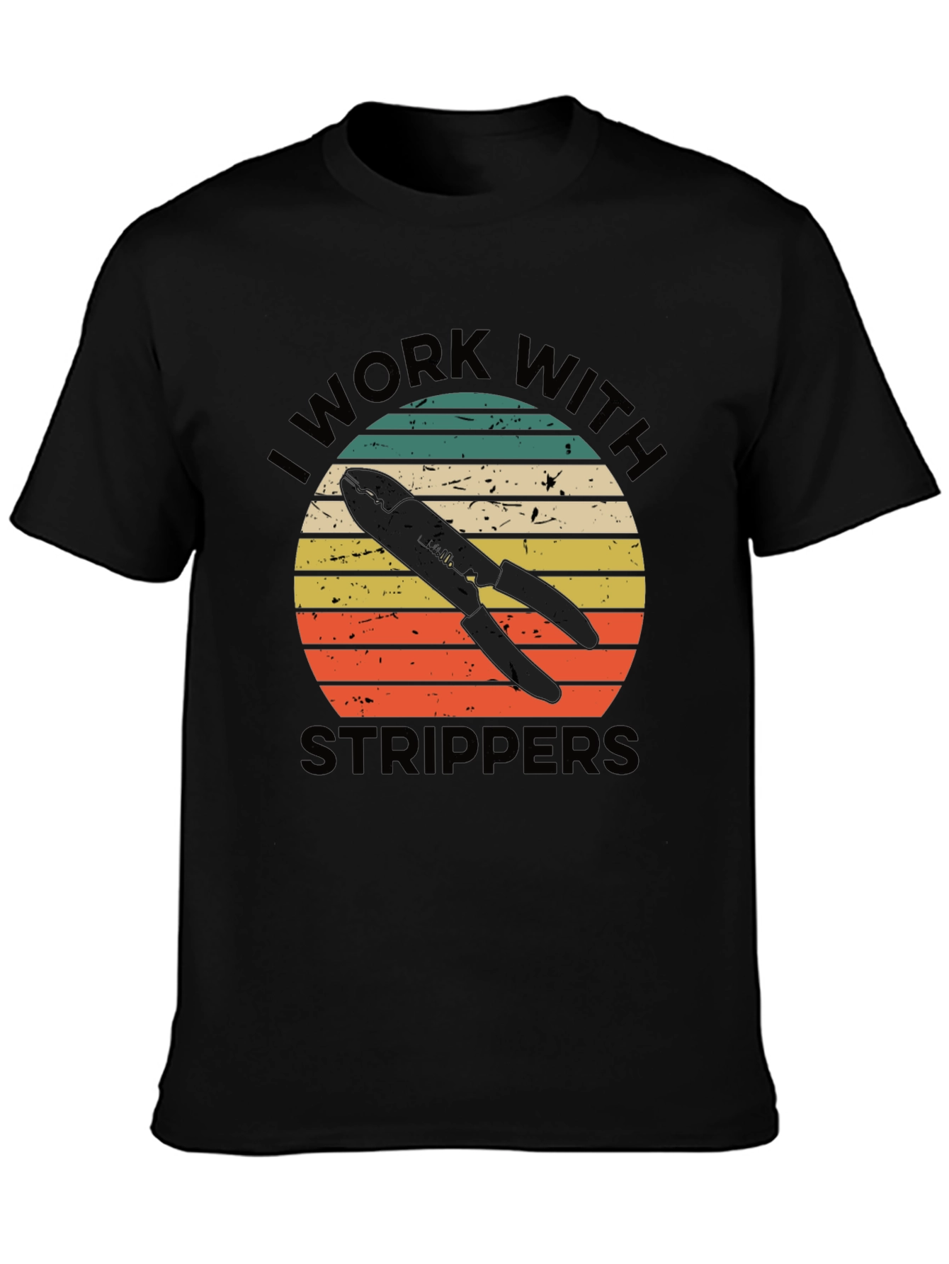 Black I Work With Strippers Funny Electrician T-Shirt view 3