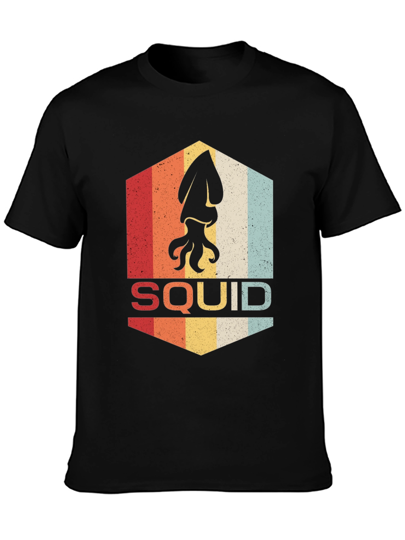 Black Retro Squid Graphic T-Shirt - Vintage Style Tee view 3
