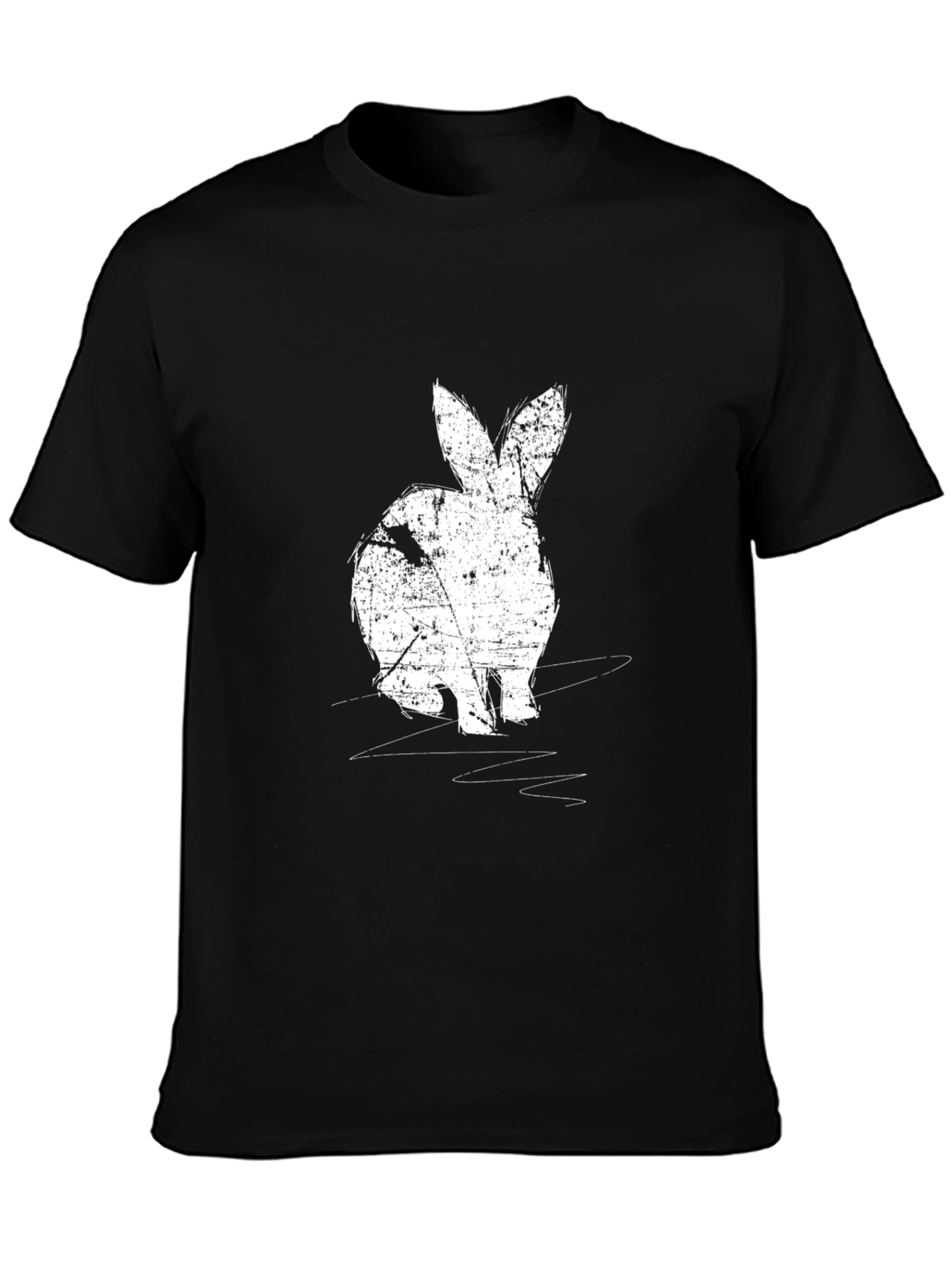 Black Rabbit Graphic Print Black Crewneck T-Shirt view 3