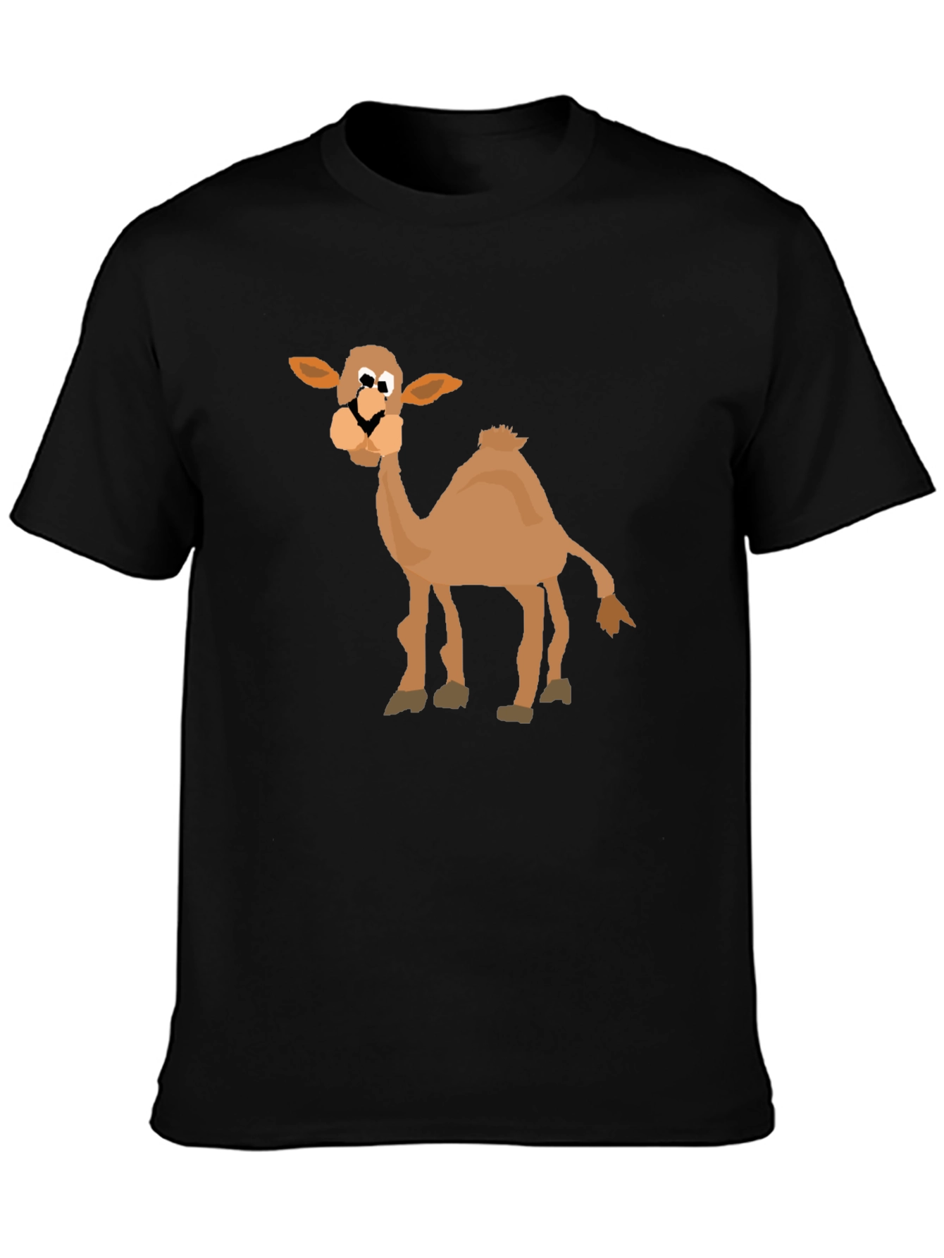 Black Cartoon Camel Graphic T-Shirt - Black Cotton Blend view 3