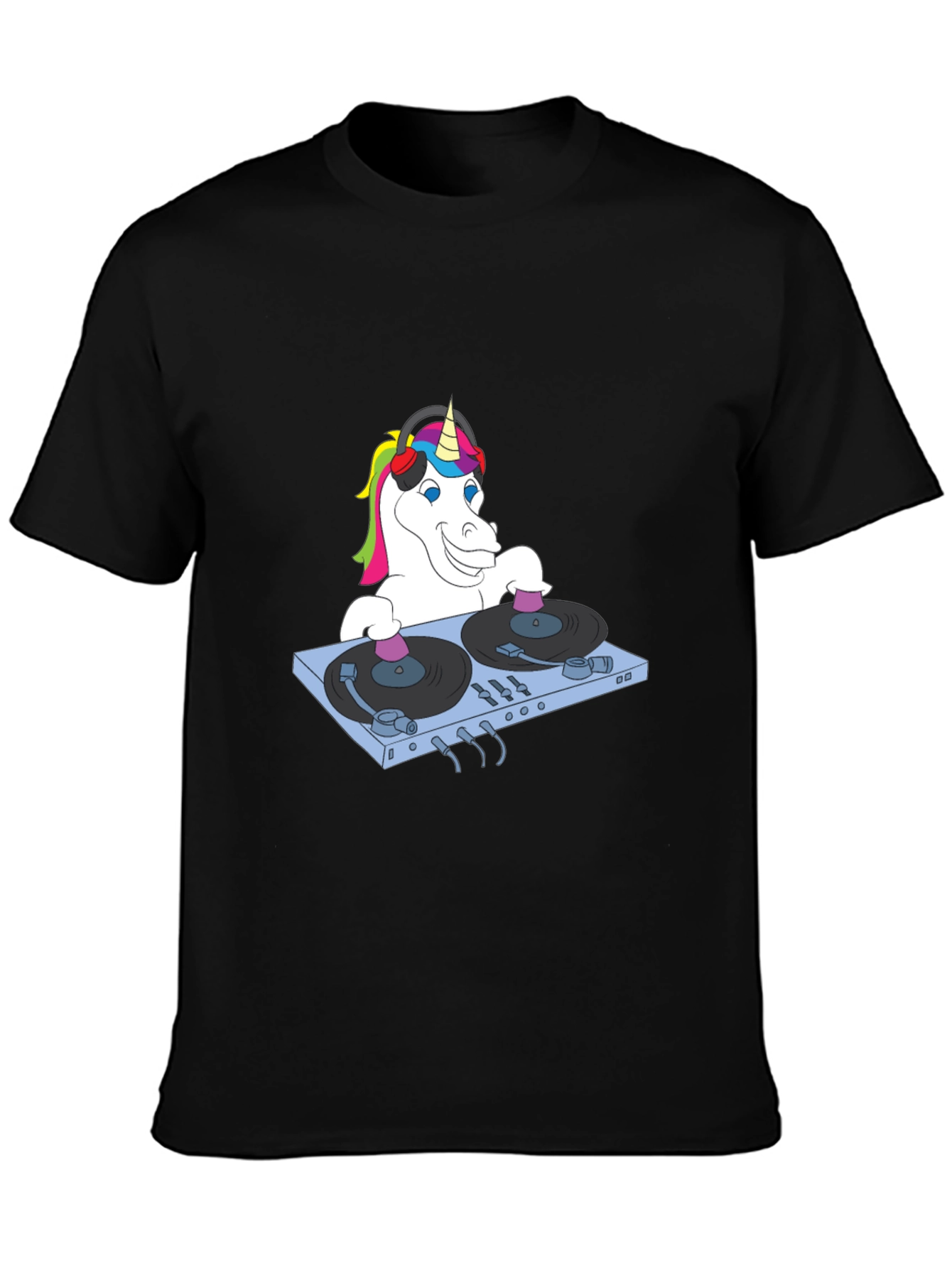 Black DJ Unicorn Graphic T-Shirt - Funky Music Lover Tee view 3