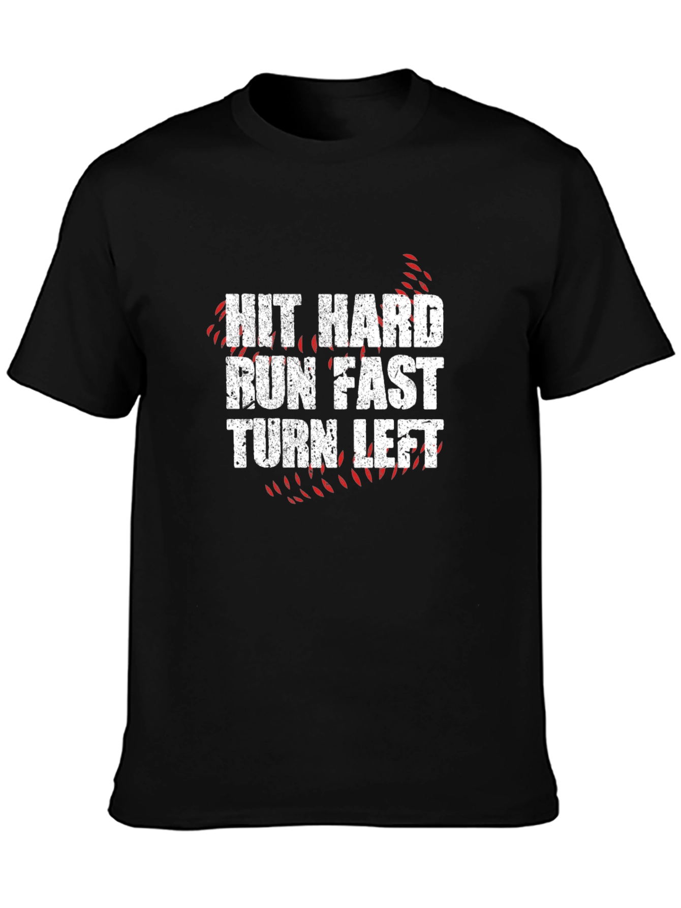 Black Hit Hard Run Fast Turn Left Graphic Tee view 3