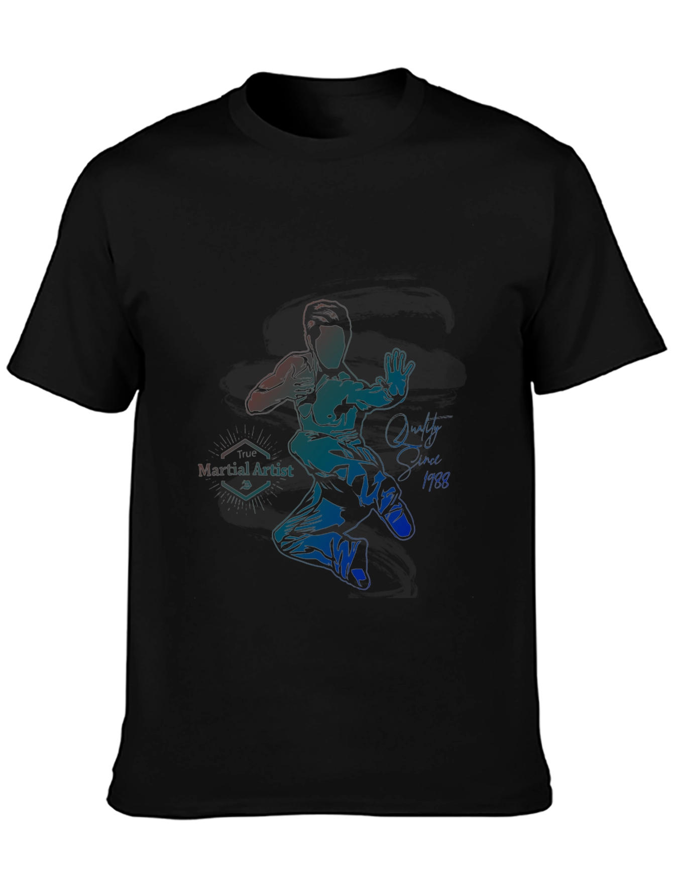 Black Martial Artist Graphic T-Shirt view 3