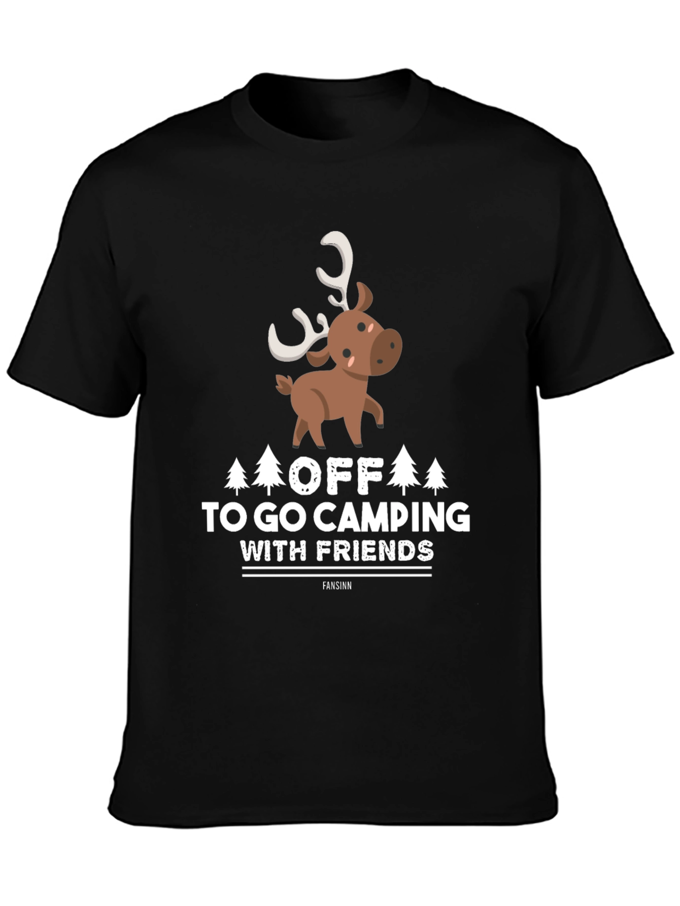 Black Camping with Friends Black T-Shirt view 3