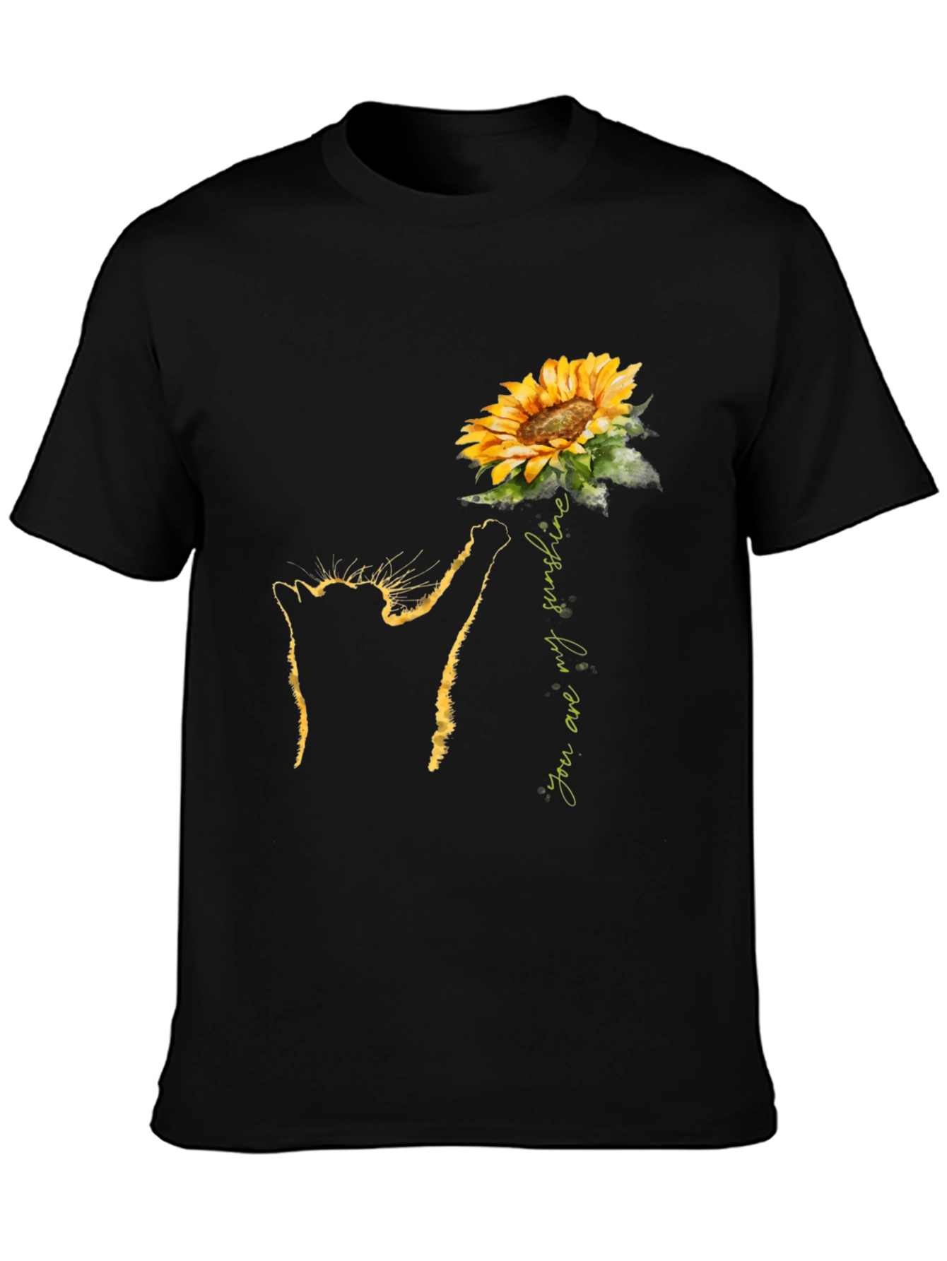 Black Cat Sunflower T-Shirt - You Are My Sunshine Tee view 3