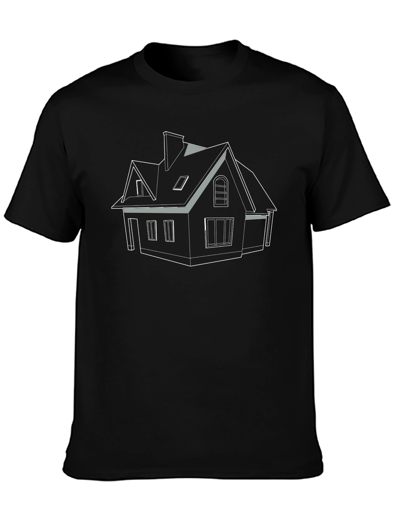 Black Architectural House Design Black T-Shirt view 3