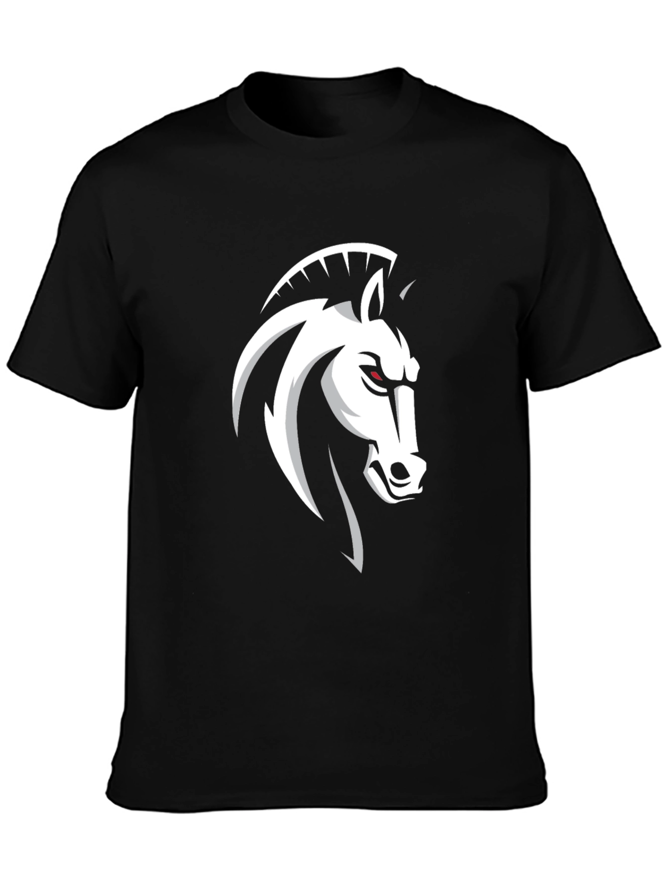 Black Men's Black Horse Head Graphic T-Shirt view 3