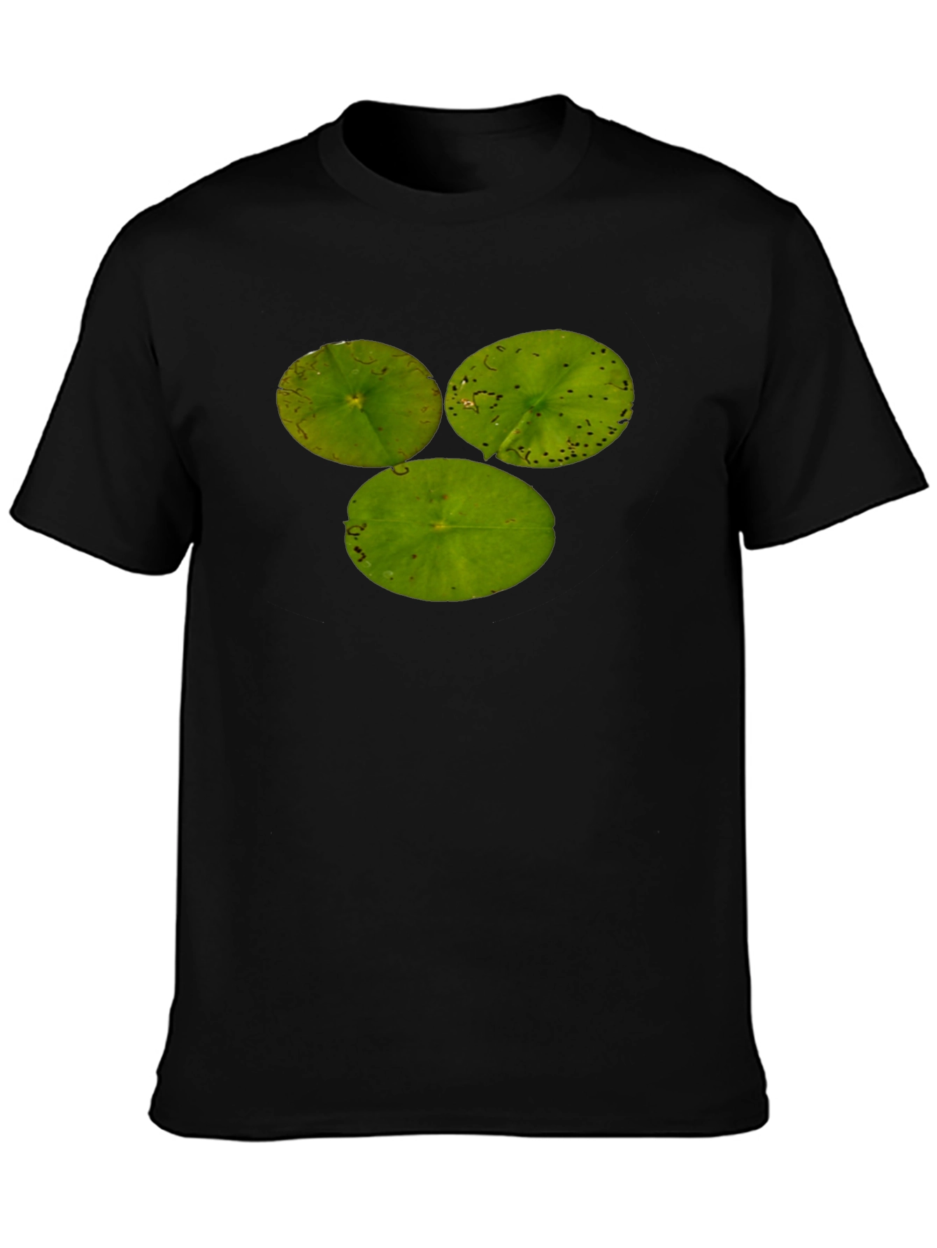 Black Lily Pad Trio Black T-Shirt - Nature Inspired Tee view 3