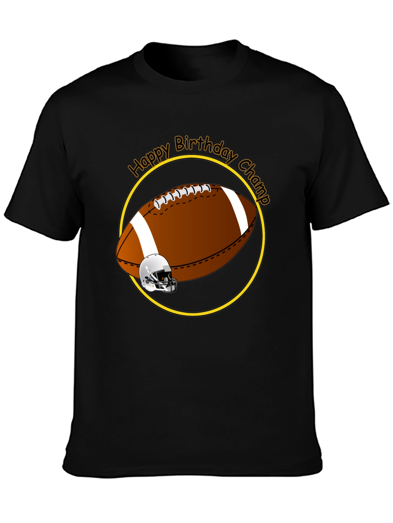 Black Birthday Football Champ T-Shirt view 3