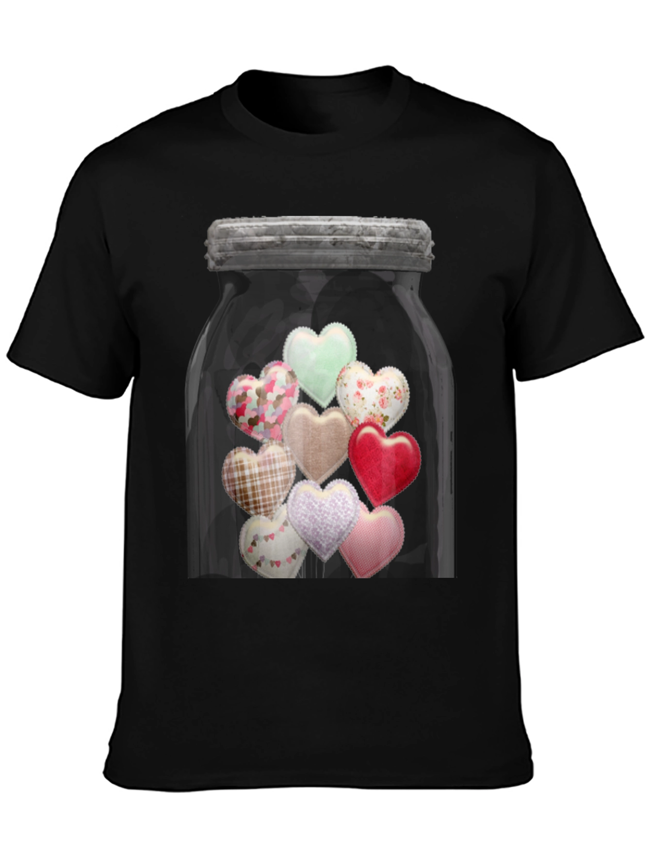Black Jar of Hearts Graphic Tee - Lovecore Aesthetic view 3