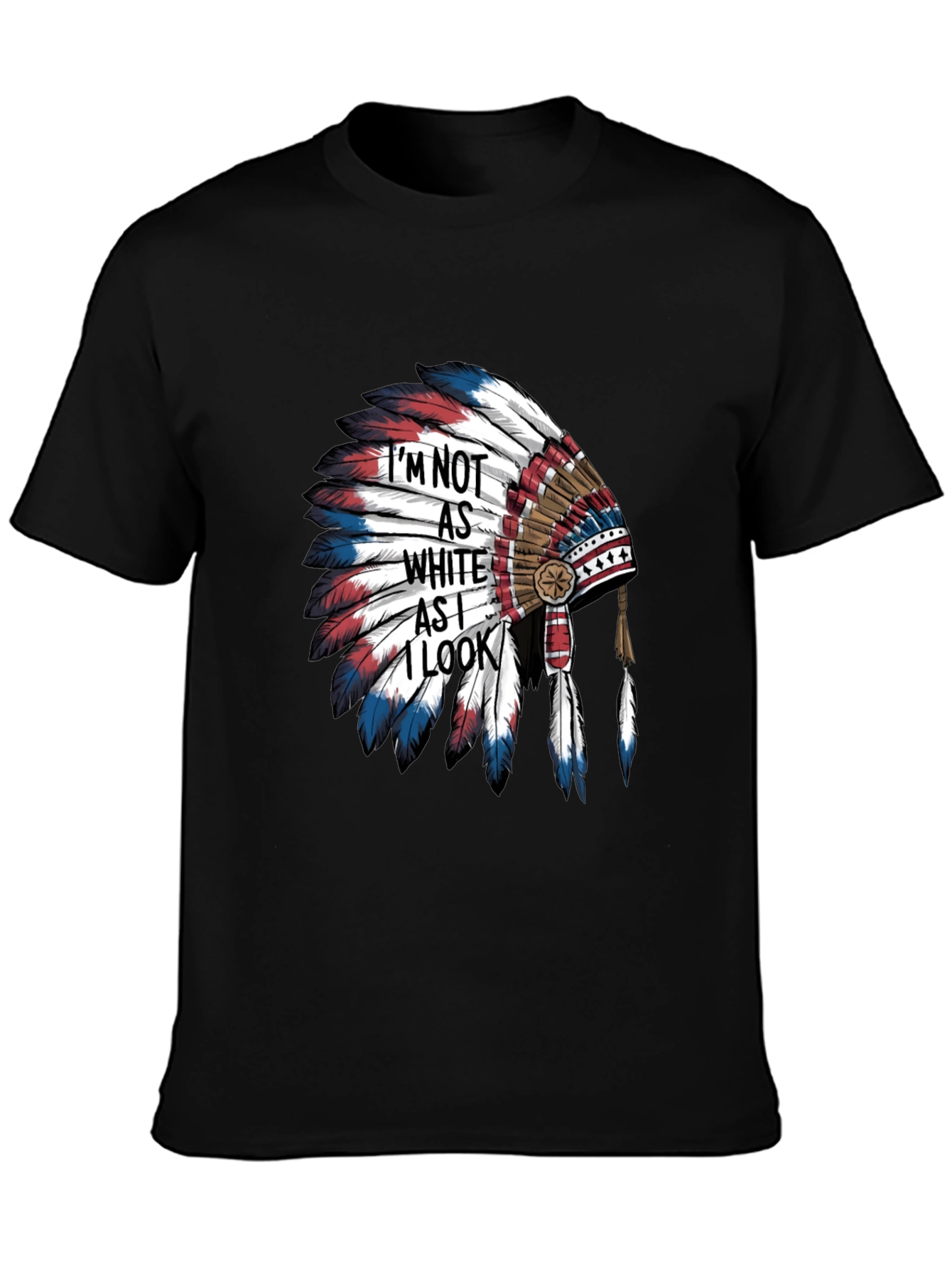 Black Native American Headdress Graphic Tee view 3