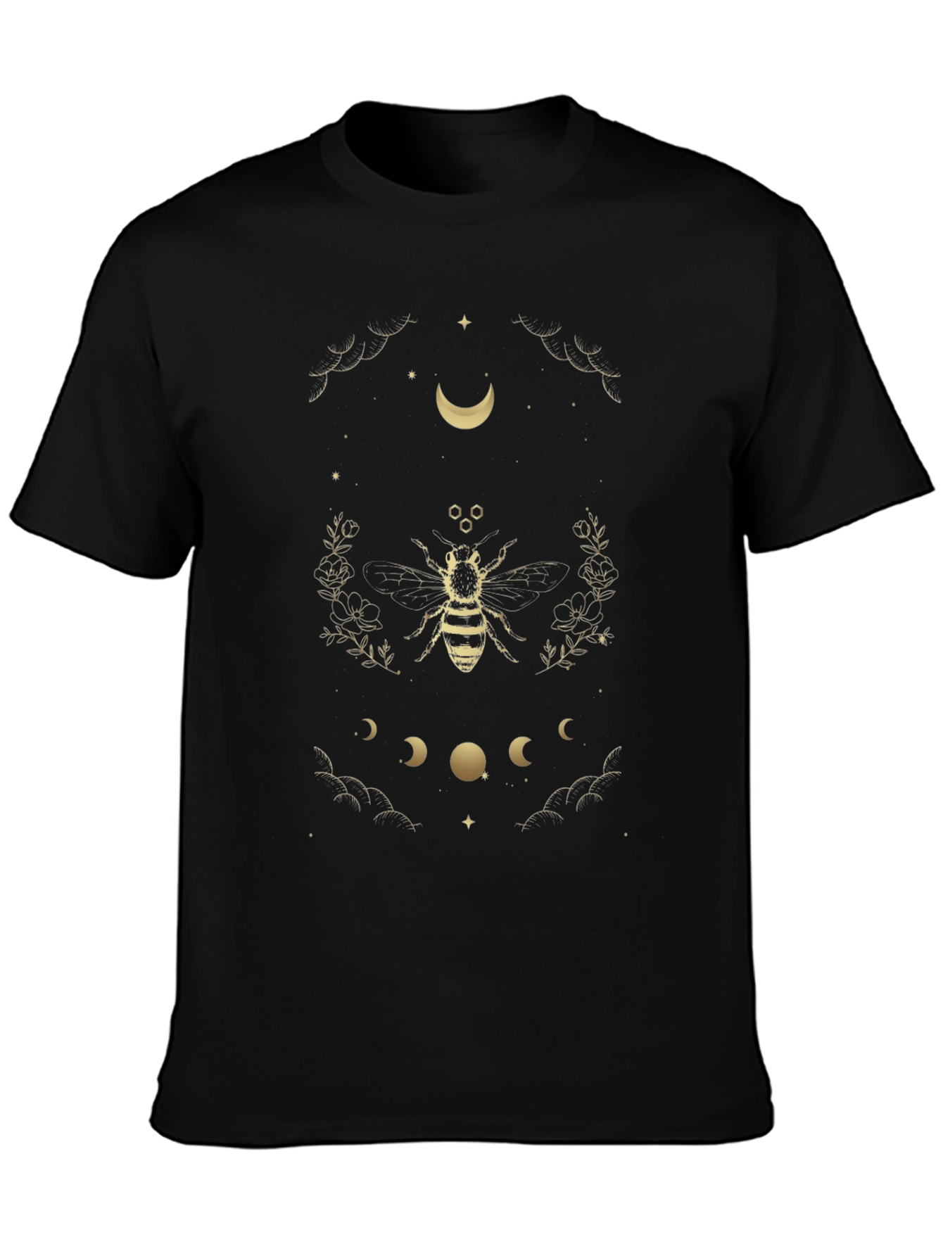 Black Celestial Bee Graphic Tee - Black Cotton T-Shirt view 3