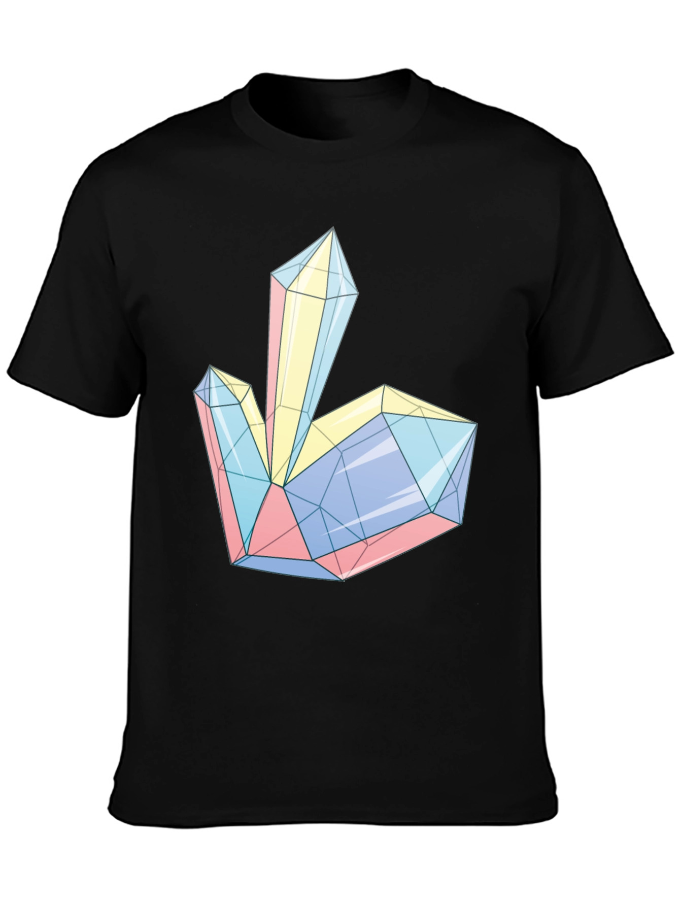 Black Geometric Crystal Print Tee - Modern Style view 3