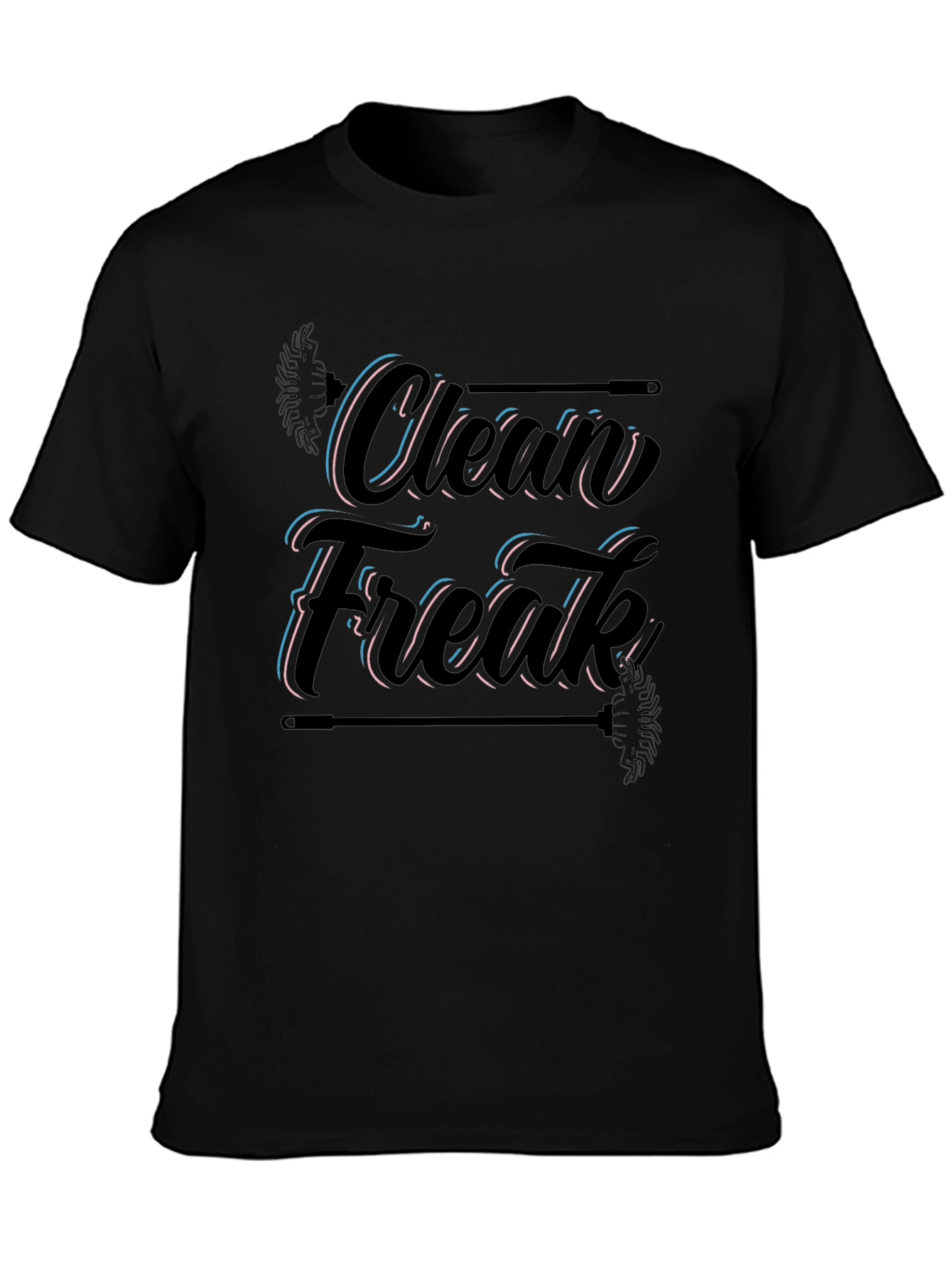 Black Clean Freak Graphic Tee - Black Cotton Blend view 3