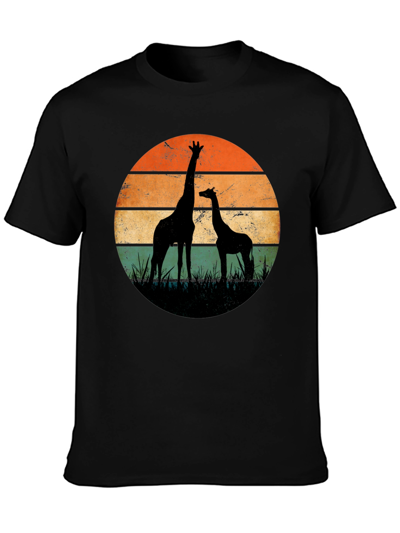 Black Giraffe Sunset Graphic Tee view 3