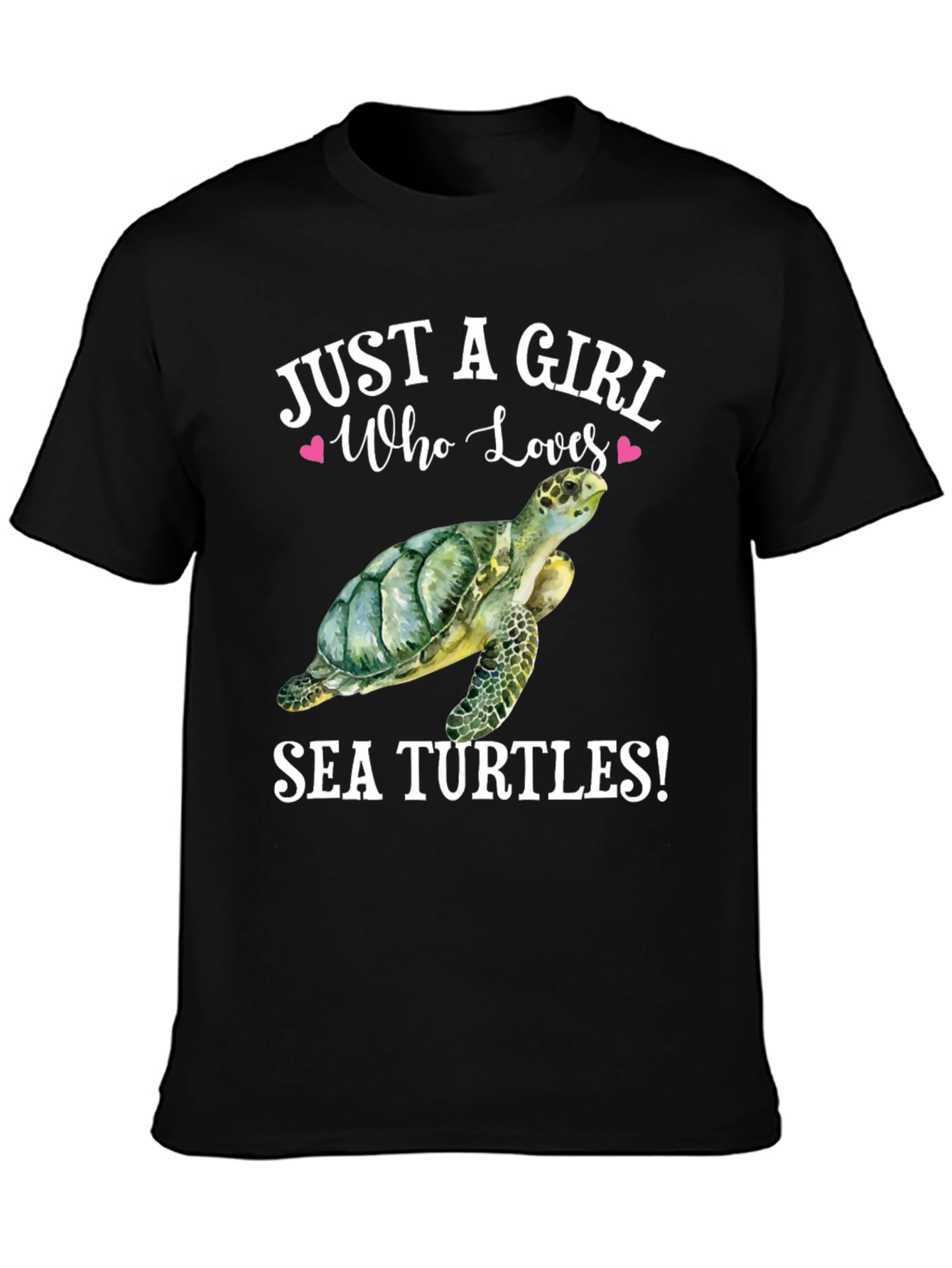 Black Just a Girl Who Loves Sea Turtles T-Shirt view 3