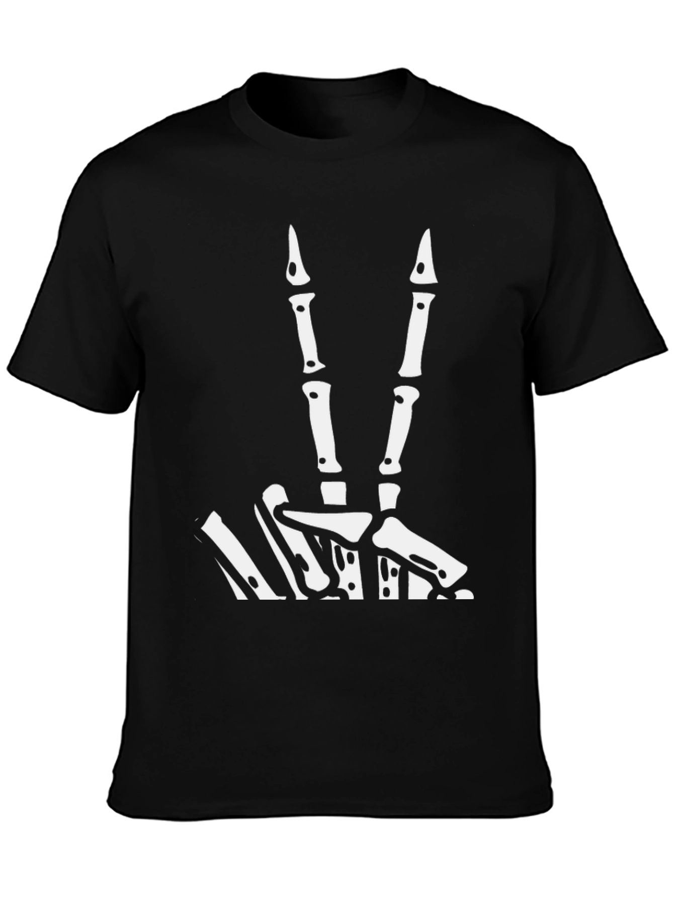 Skeleton Hand Peace Sign Graphic Tee - Black - 3