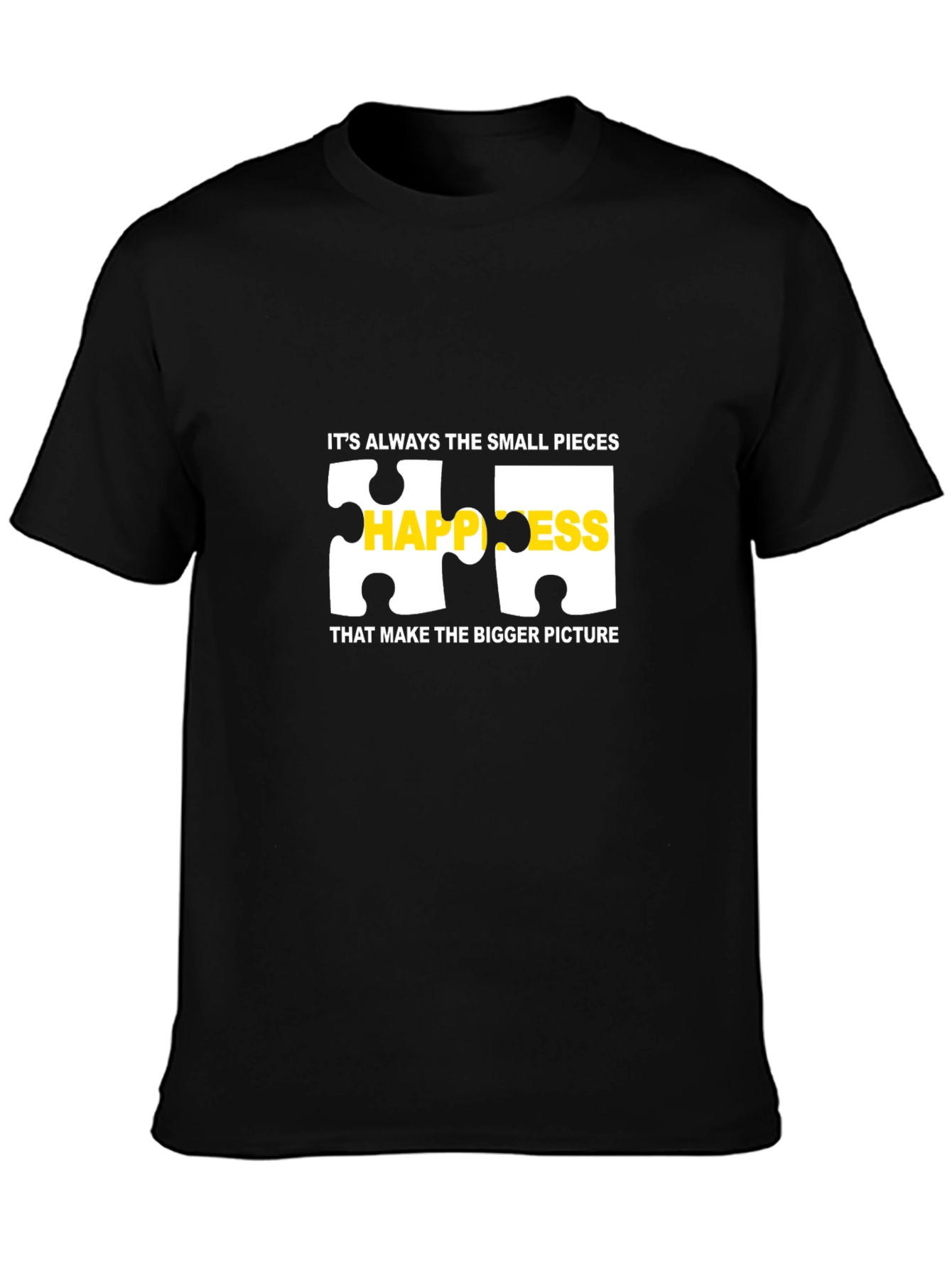 Black Happiness Puzzle Piece Graphic T-Shirt - Black view 3