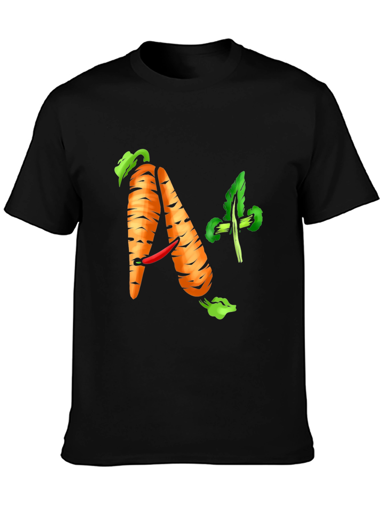 Black A+ Carrot Tee - Healthy & Funny Shirt view 3