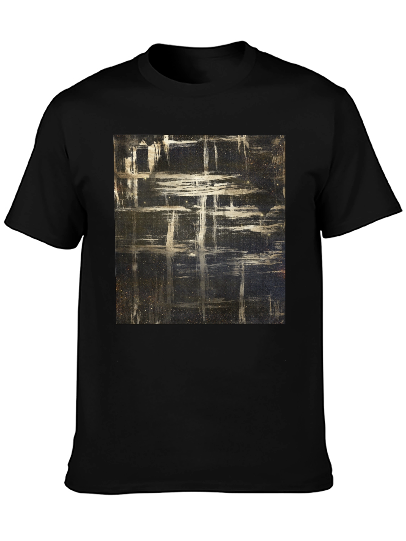 Black Abstract Grid Graphic T-Shirt - Black view 3