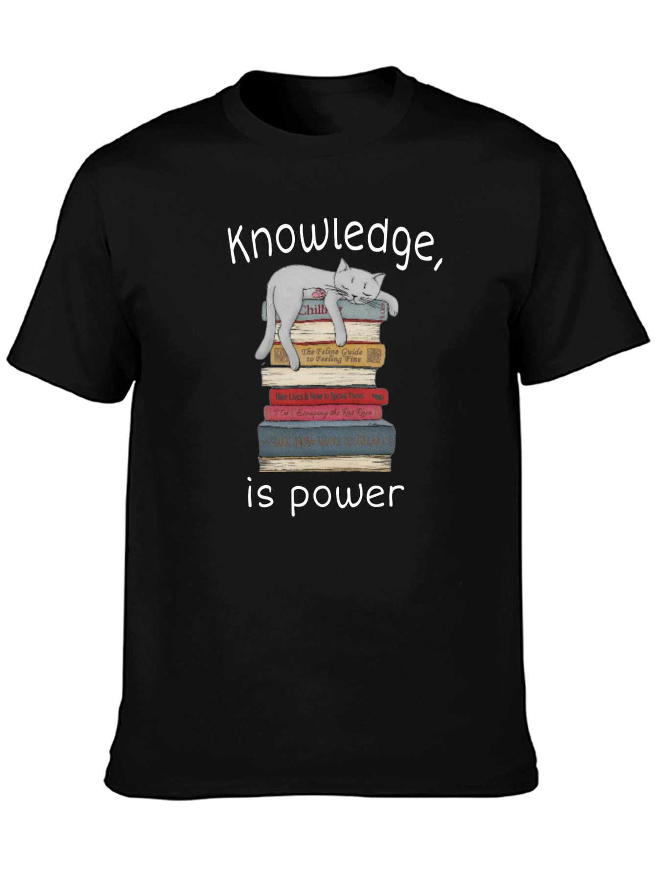 Black Knowledge is Power Cat Lover T-Shirt view 3