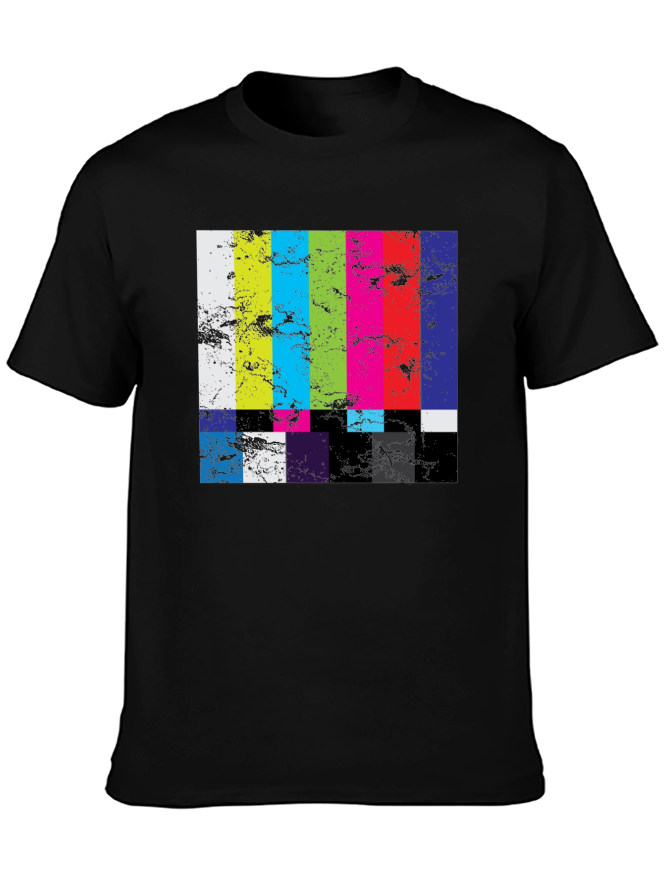 Black Retro TV Test Pattern Graphic Tee - Black view 3