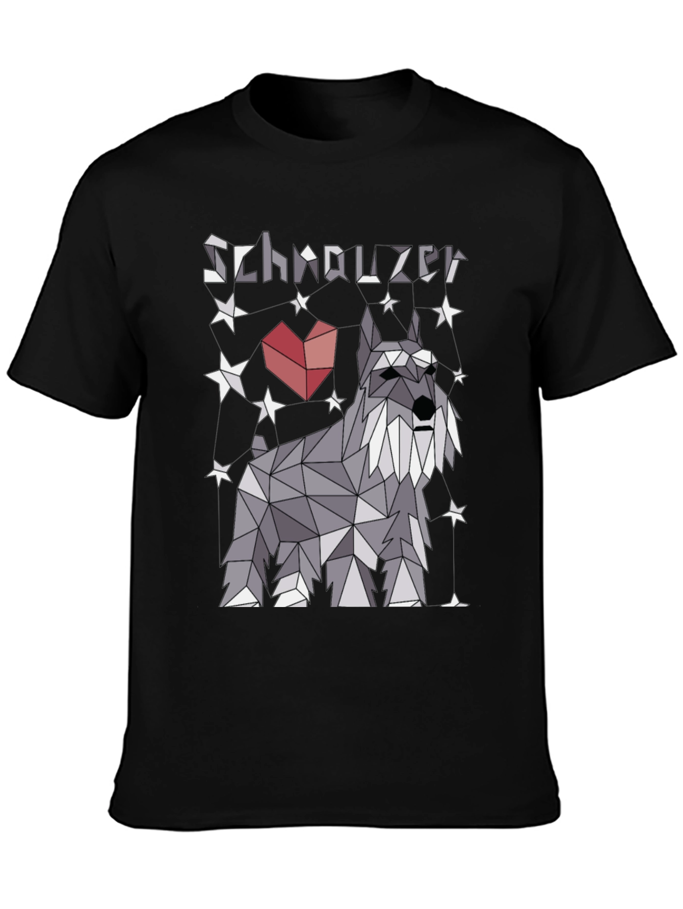 Black Geometric Schnauzer Graphic T-Shirt view 3