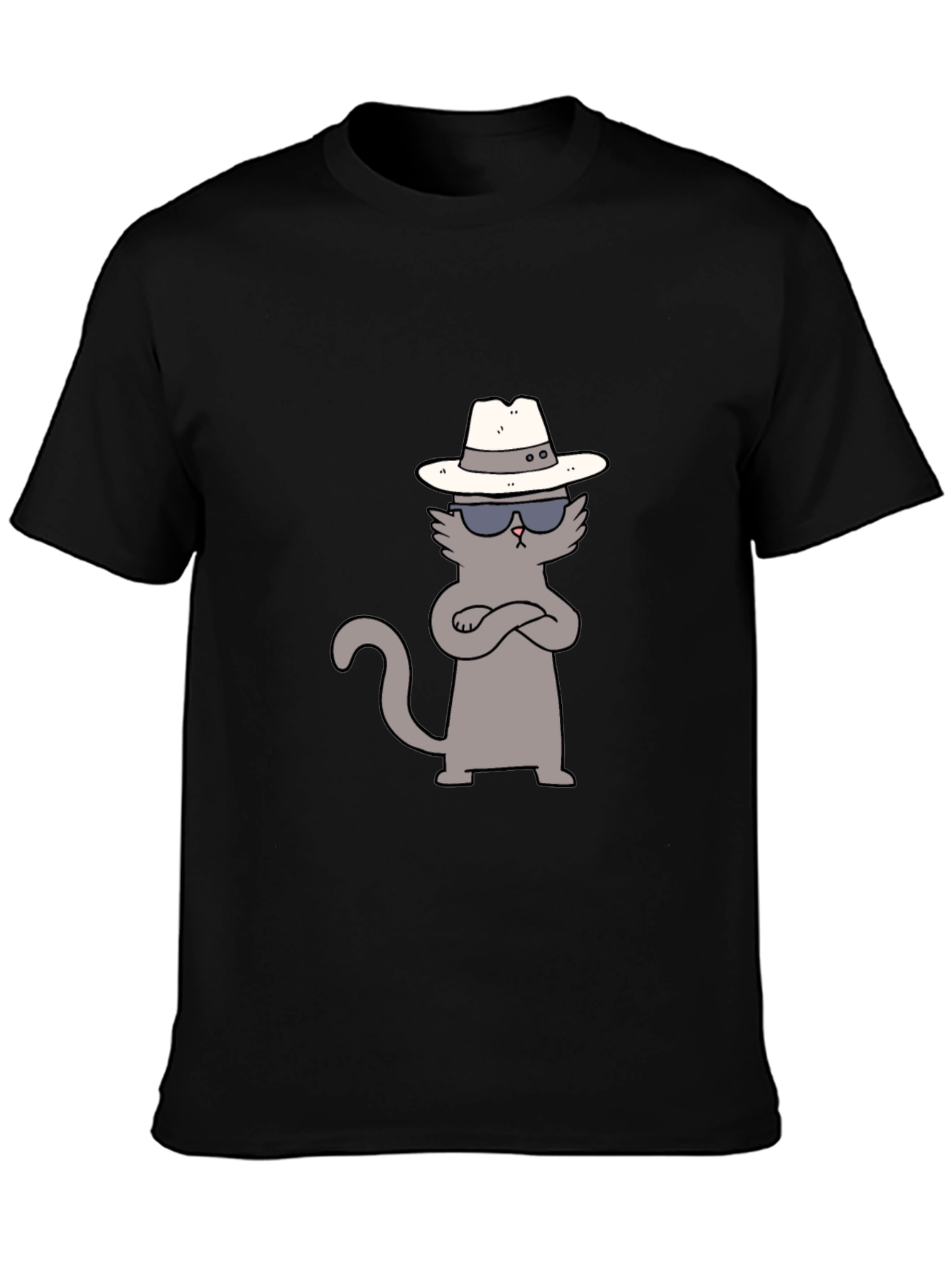 Black Cool Cat Tee: Detective Style view 3
