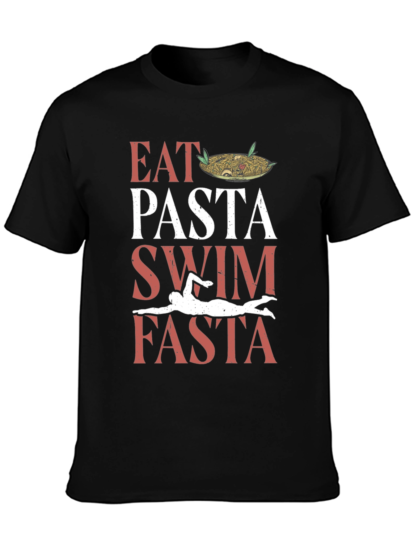 Black Eat Pasta Swim Fasta Graphic Tee view 3