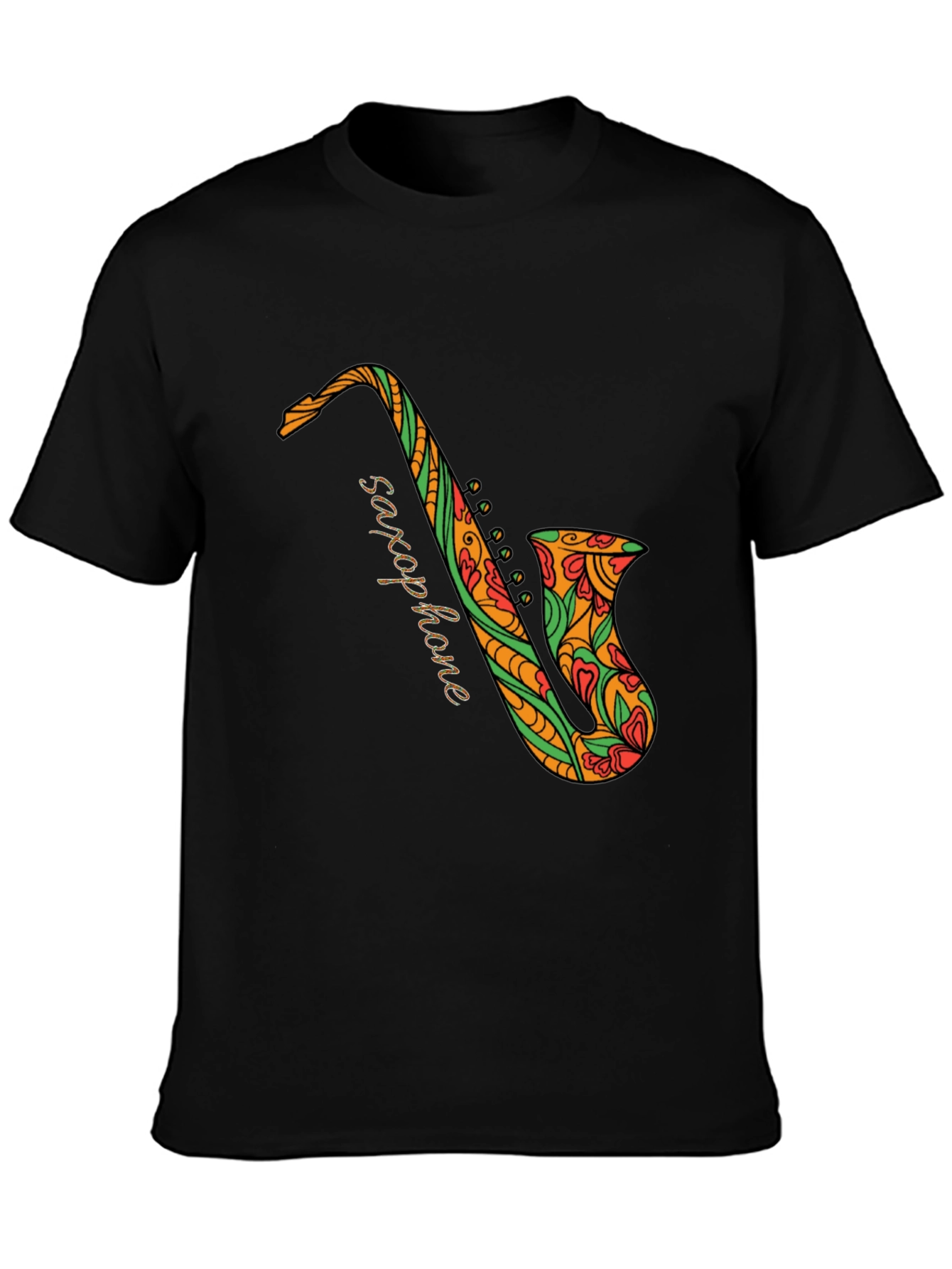 Black Black Saxophone Floral Graphic Tee view 3