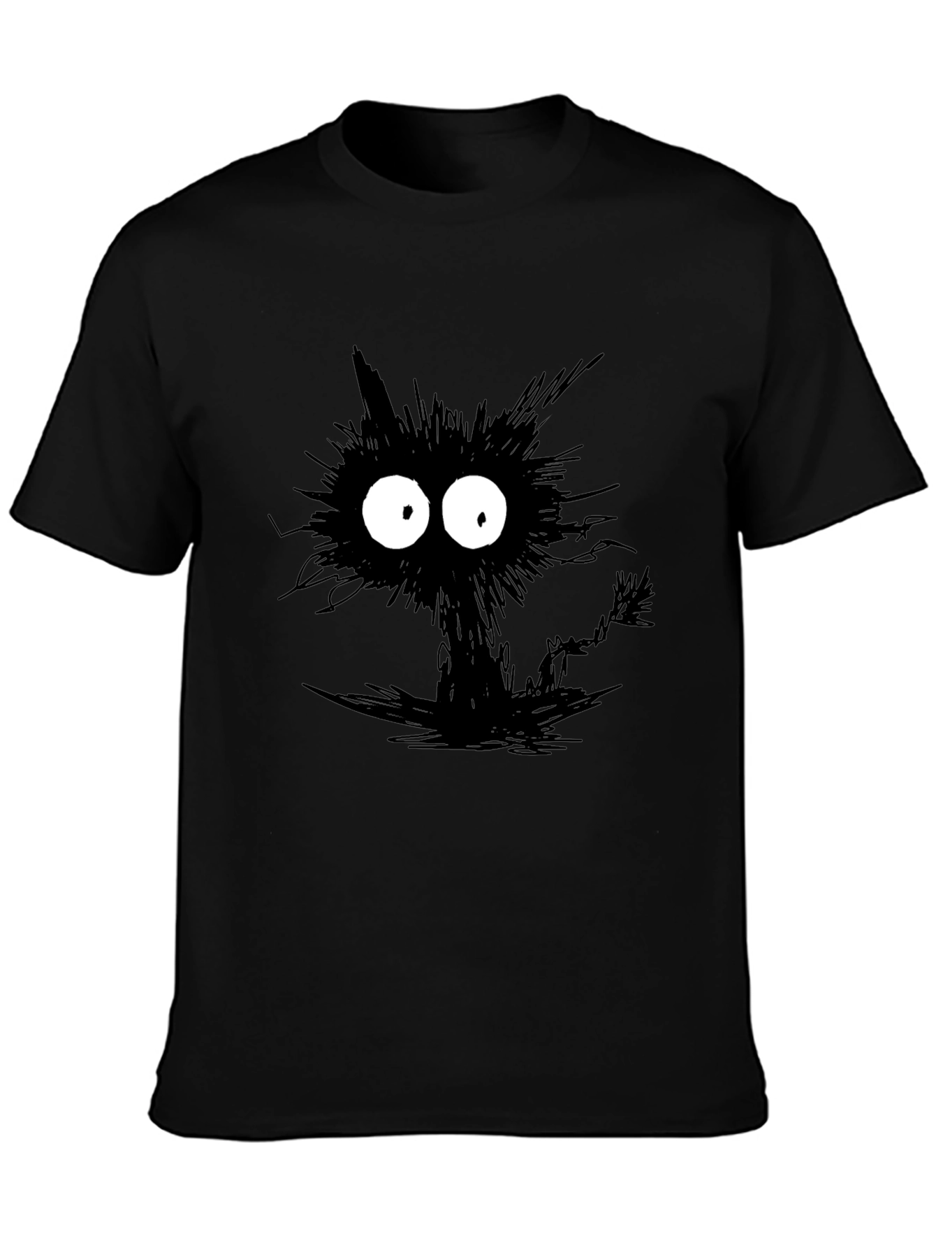 Black Black Cat Cartoon T-Shirt view 3