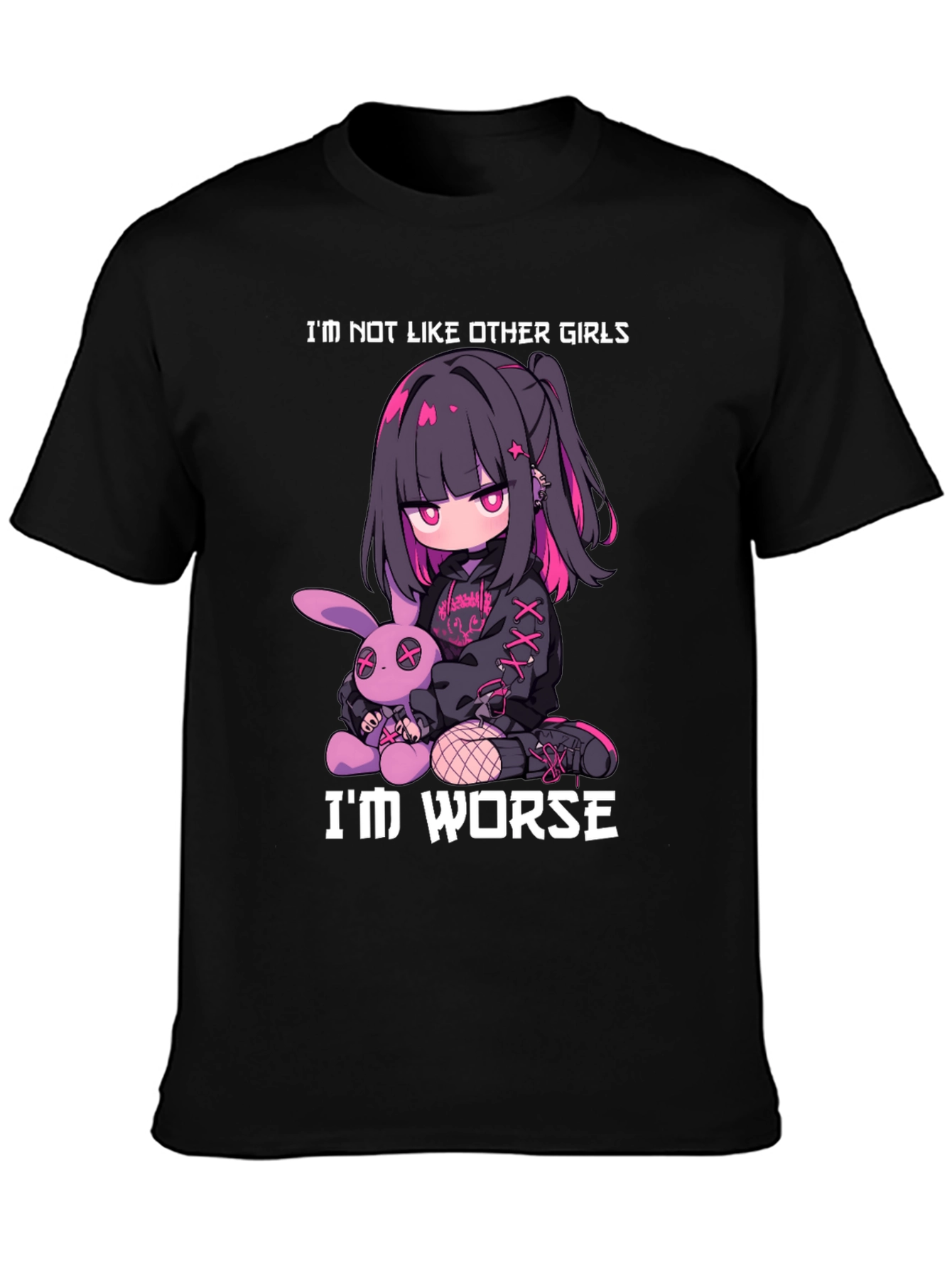 Black I'm Not Like Other Girls - Goth Anime T-Shirt view 3