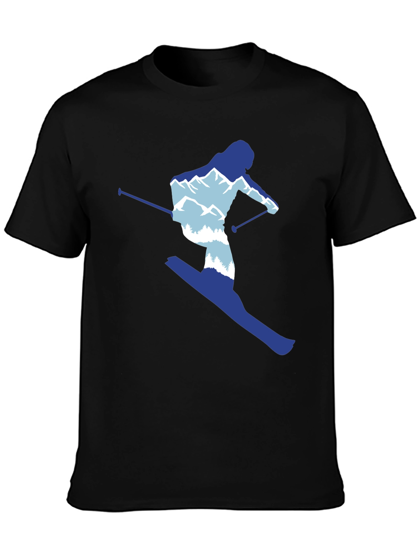 Black Skier Graphic Tee - Mountain Lover's T-Shirt view 3