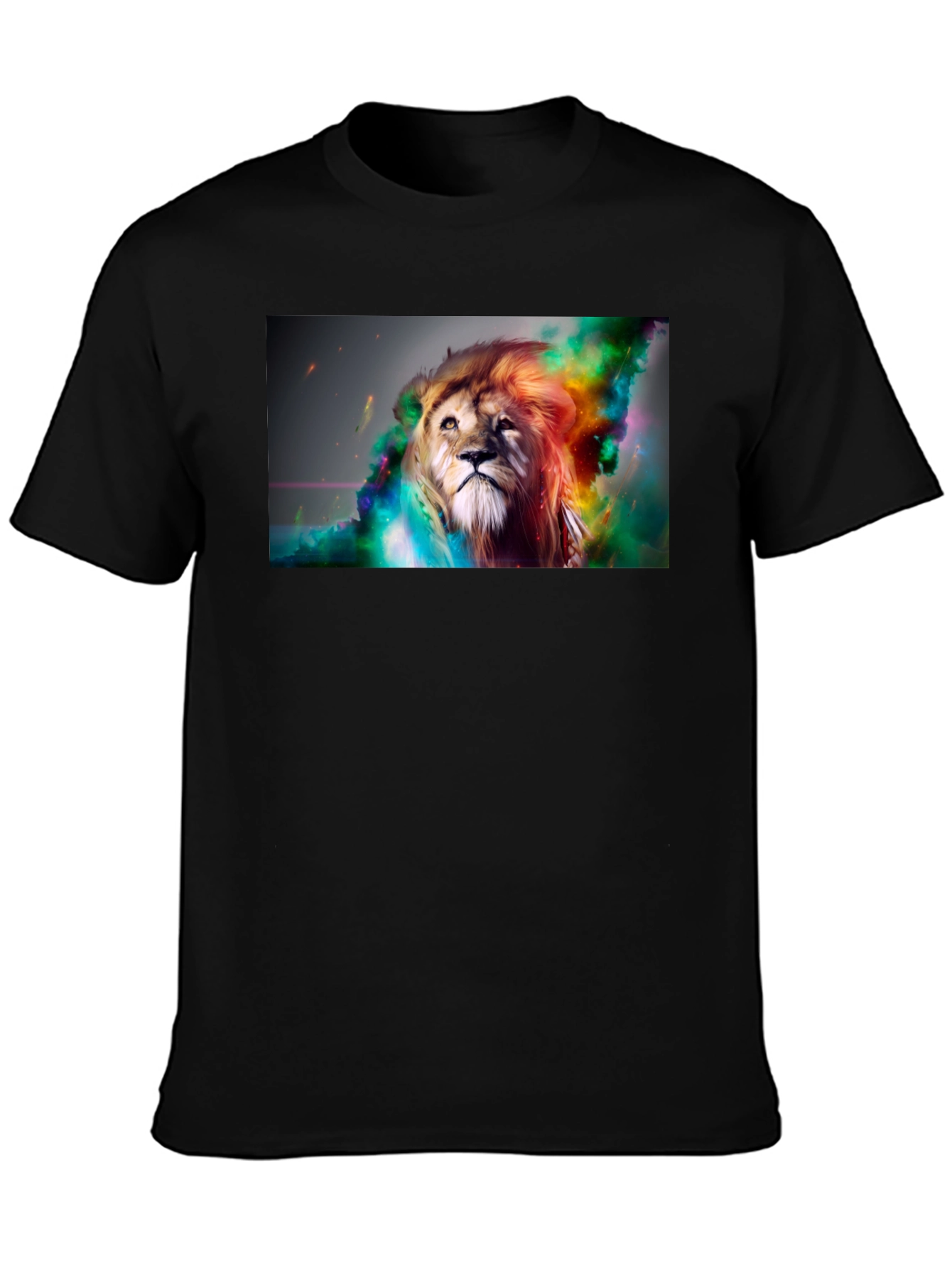 Black Lion Art Graphic Print Black T-Shirt view 3