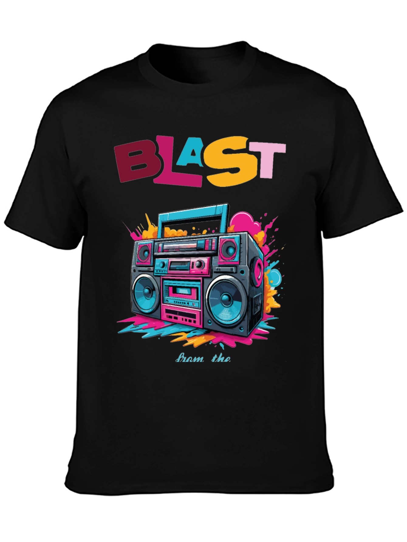 Black Retro Boombox Graphic Tee - Blast from the Past! view 3