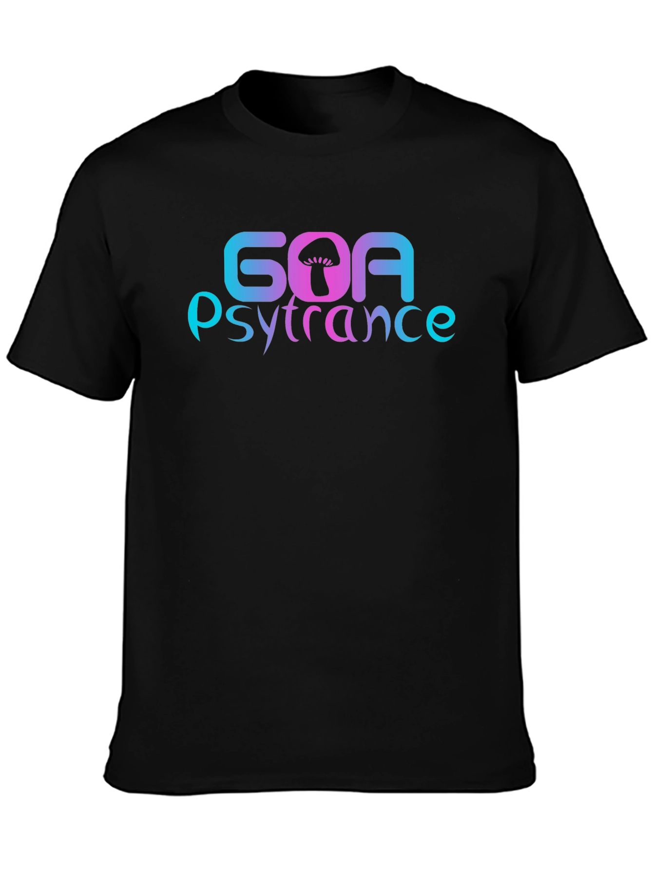 Black Goa Psytrance Mushroom Graphic T-Shirt view 3