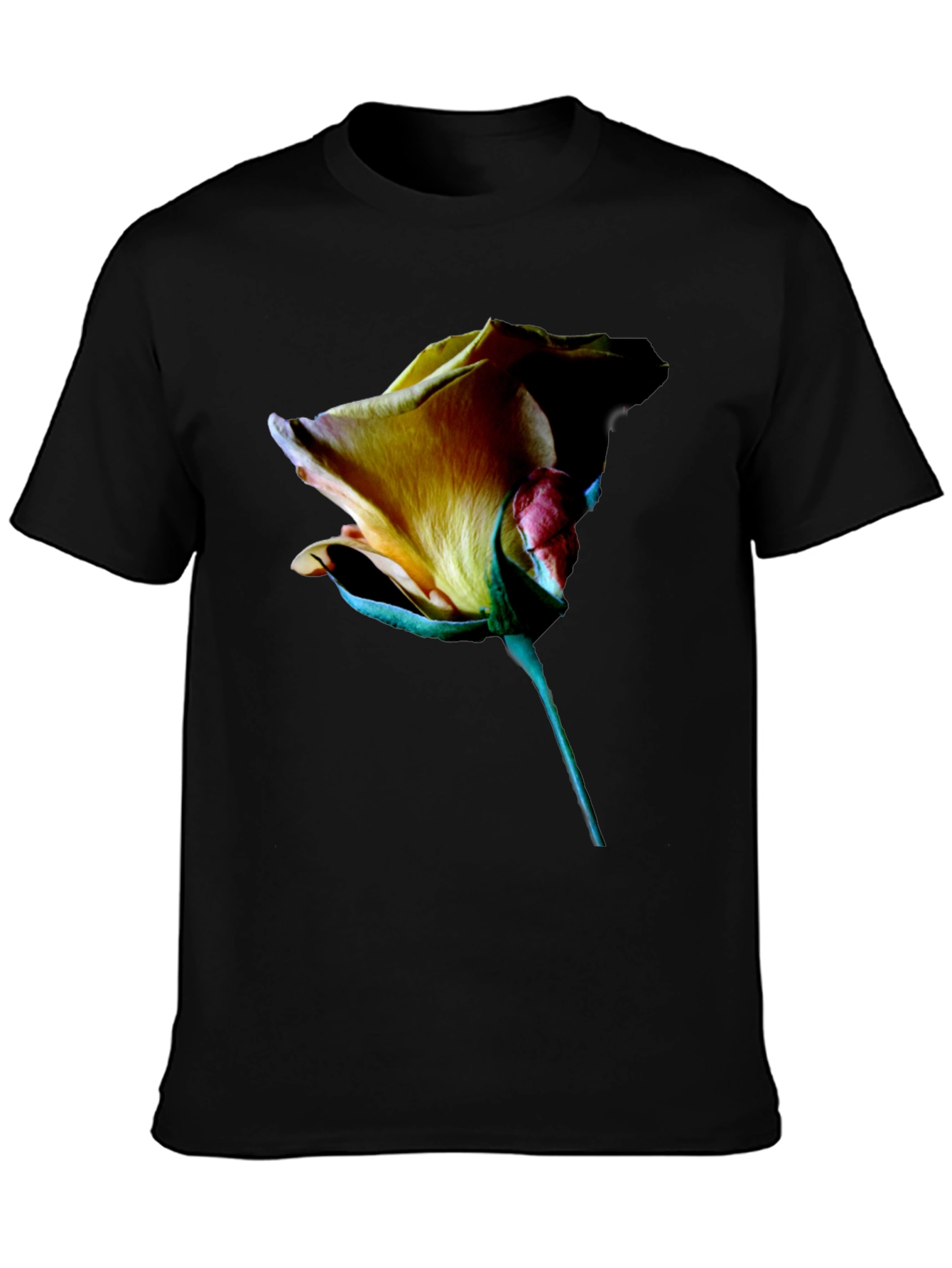 Black Rose Graphic Tee - Elegant Floral Design view 3