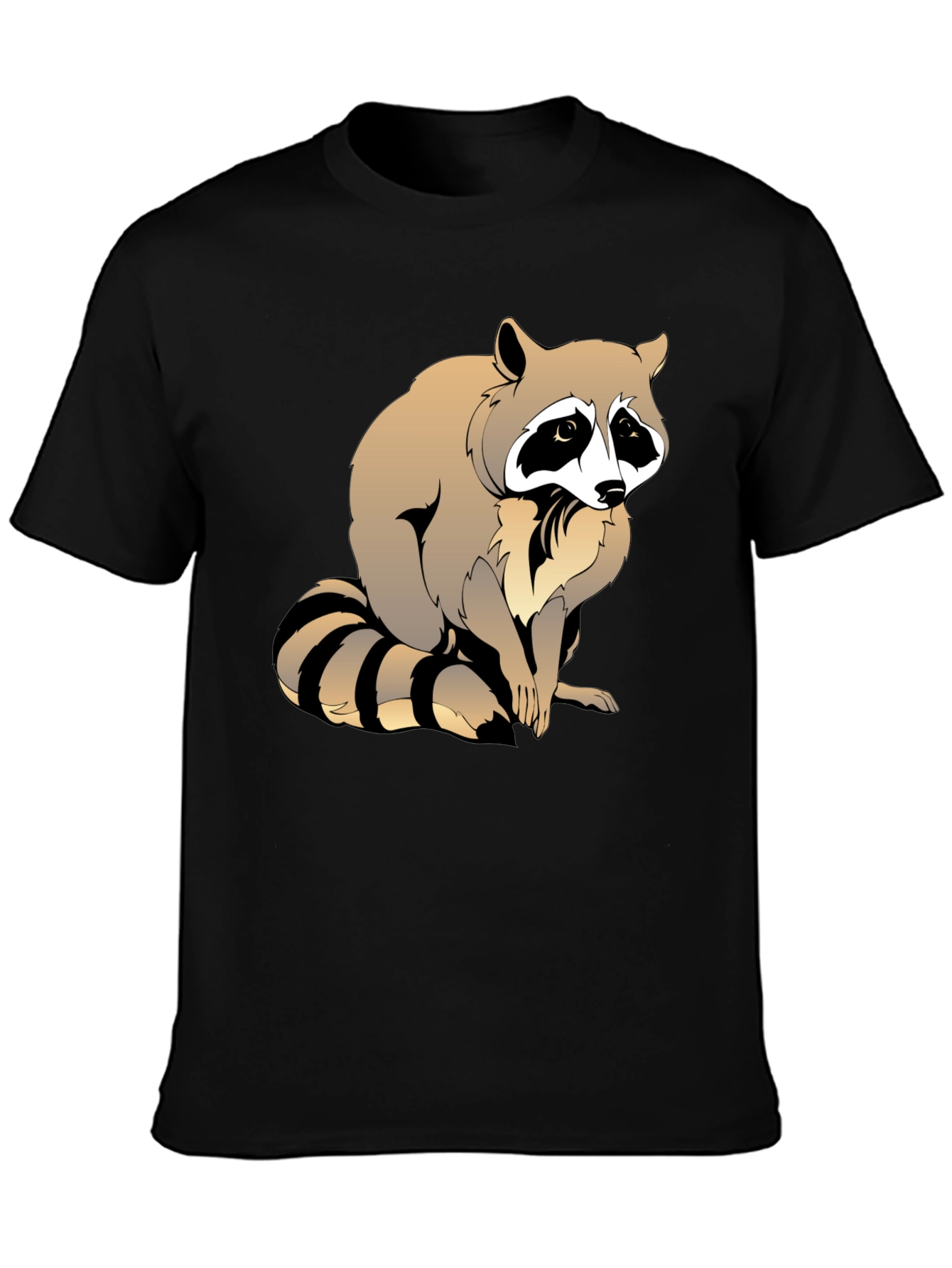 Black Raccoon Graphic T-Shirt - Men's Black Crew Neck Tee view 3