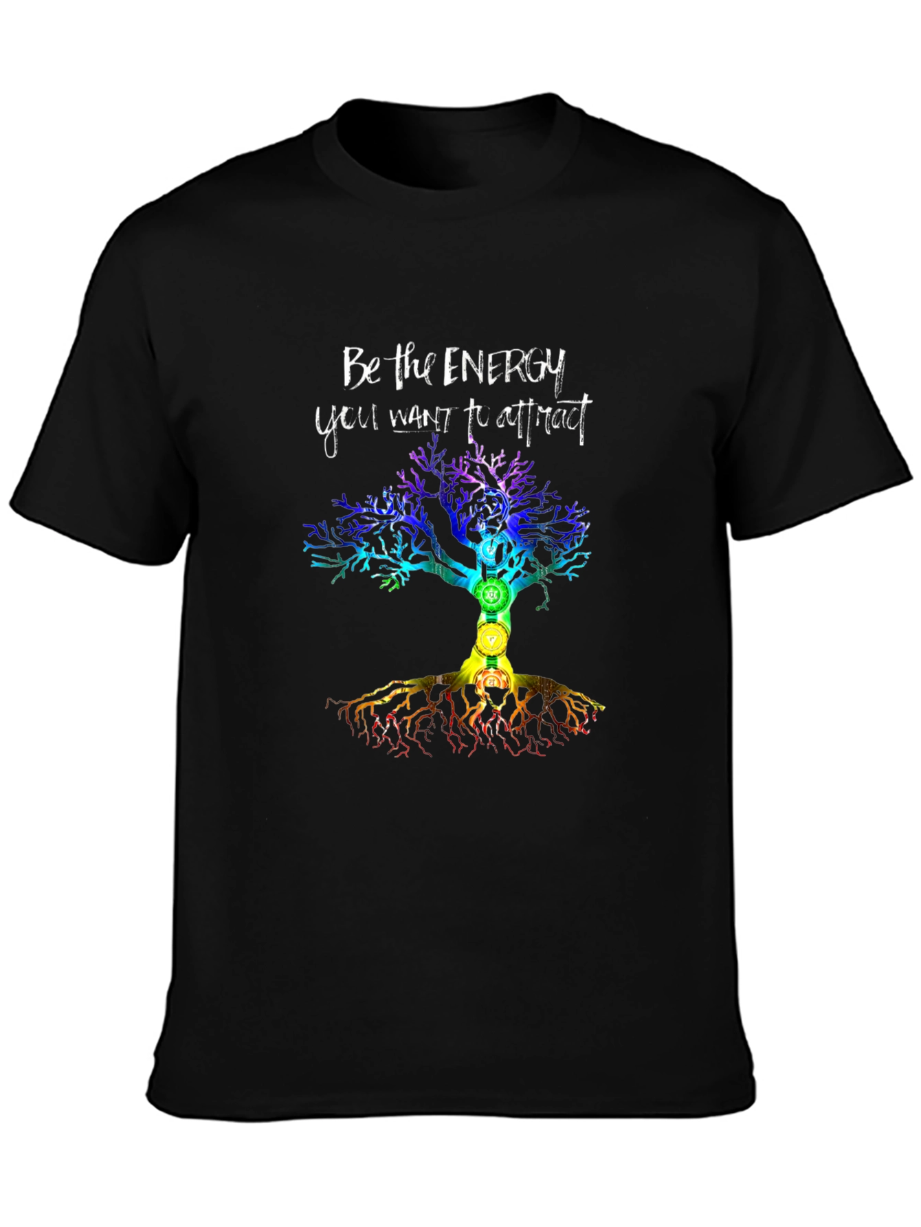 Black Energy Tree Chakra Graphic T-Shirt view 3