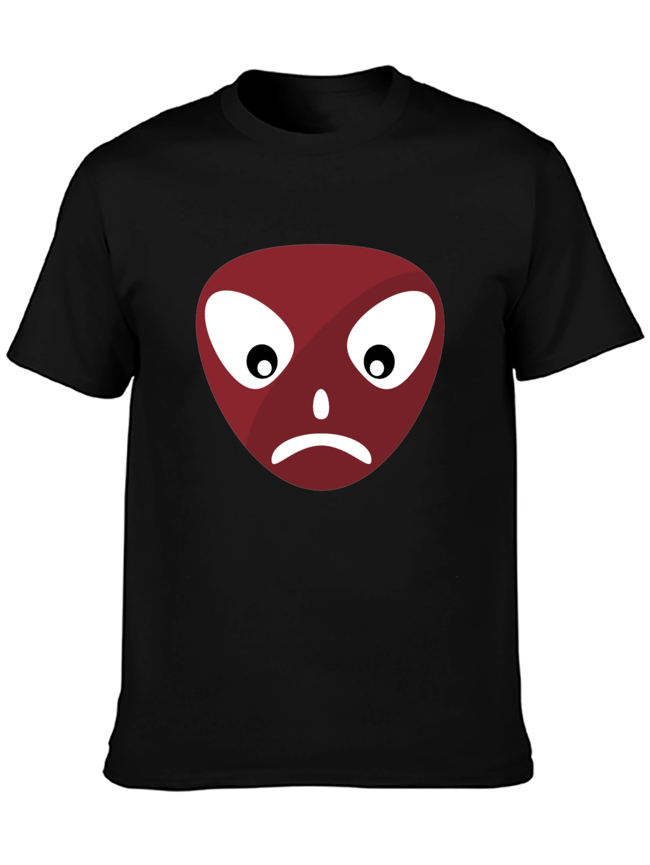 Black Sad Face Graphic T-Shirt - Casual Wear view 3