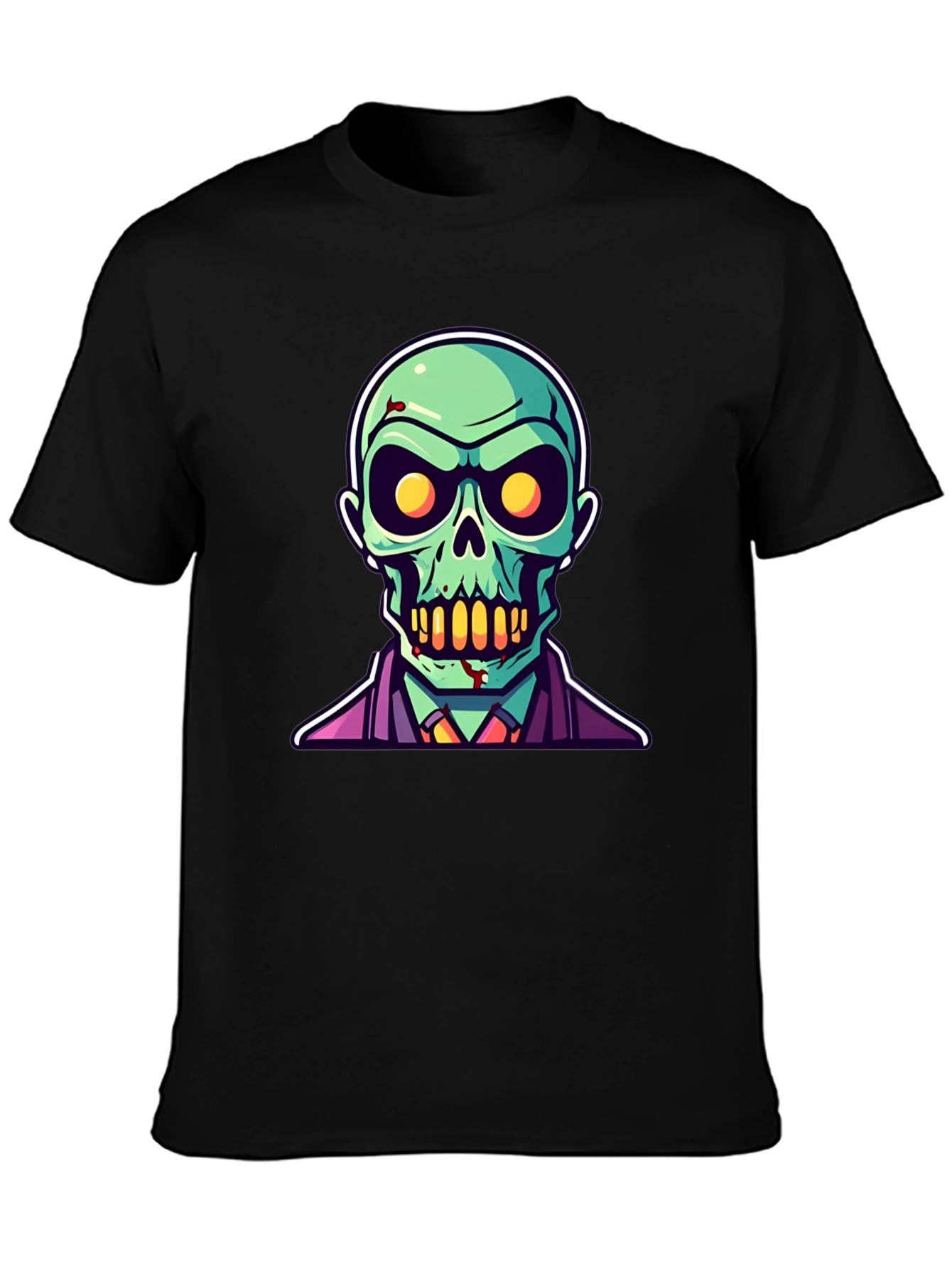 Black Zombie Cartoon Graphic Tee - Black Halloween Shirt view 3