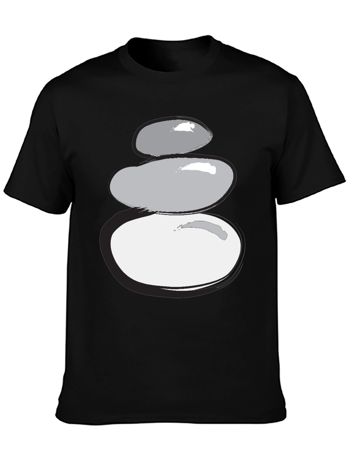 Black Stacked Stones Graphic Tee - Zen Style view 3