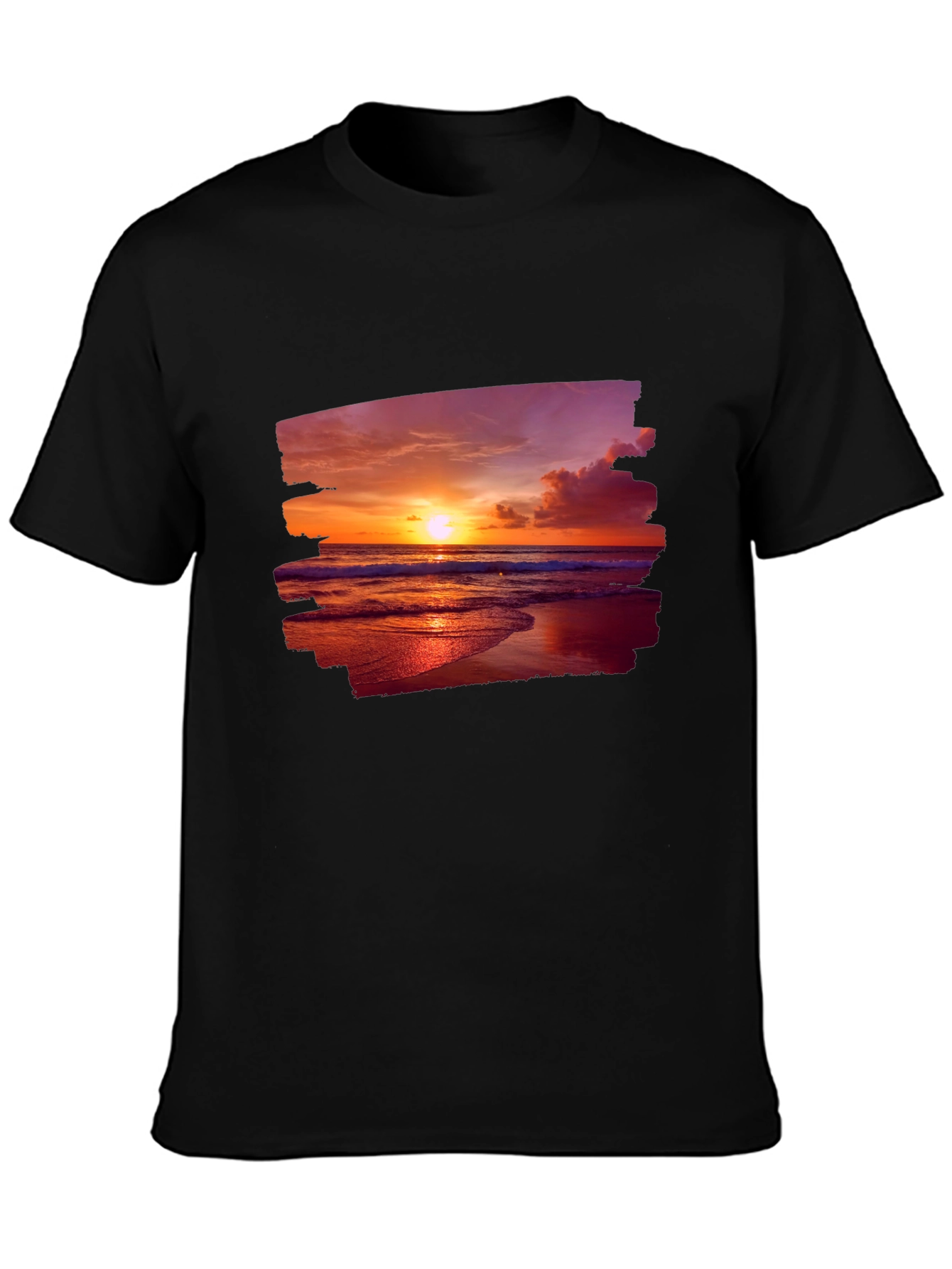 Black Sunset Beach Graphic T-Shirt view 3