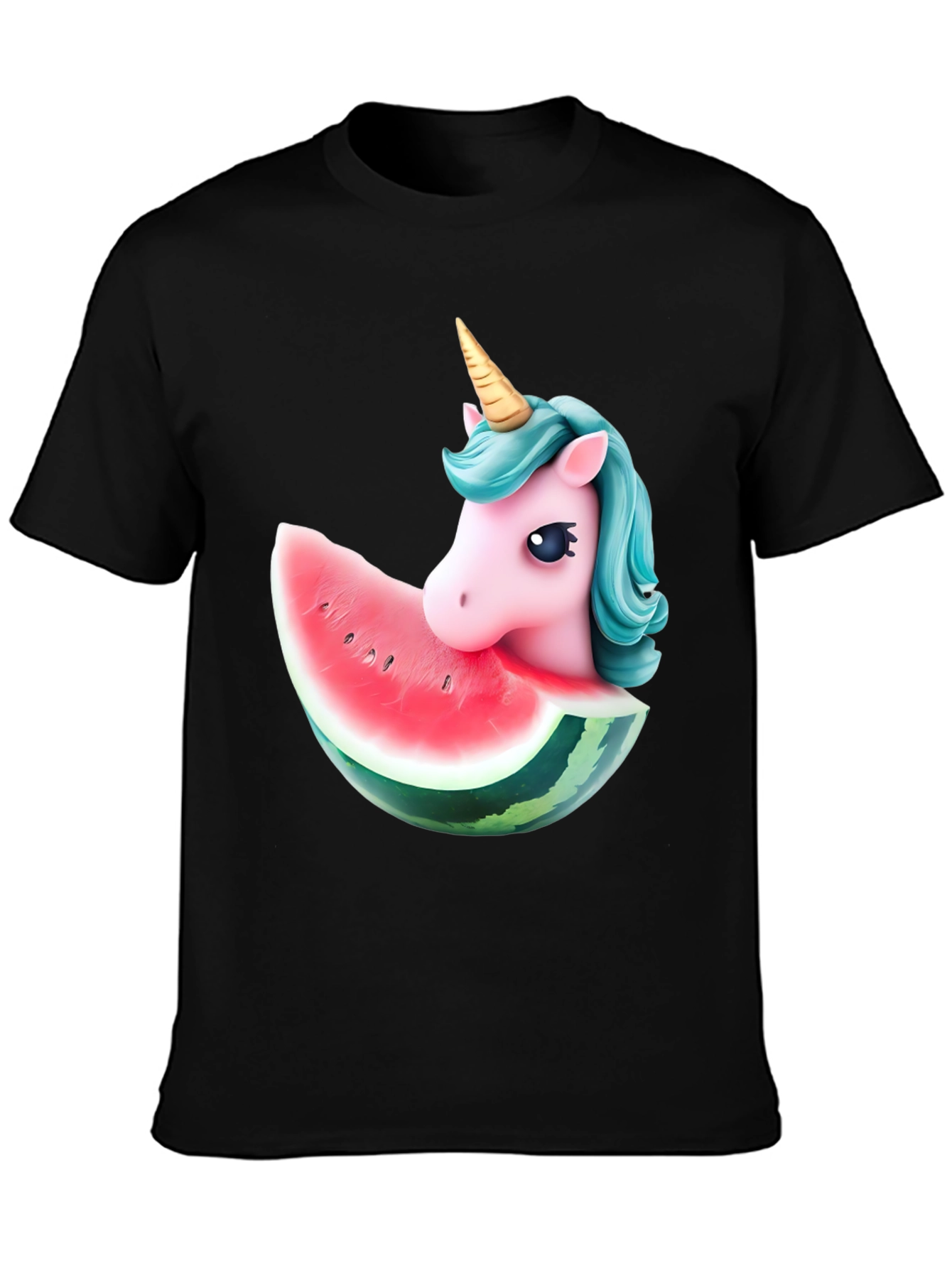 Black Unicorn Watermelon Graphic T-Shirt view 3