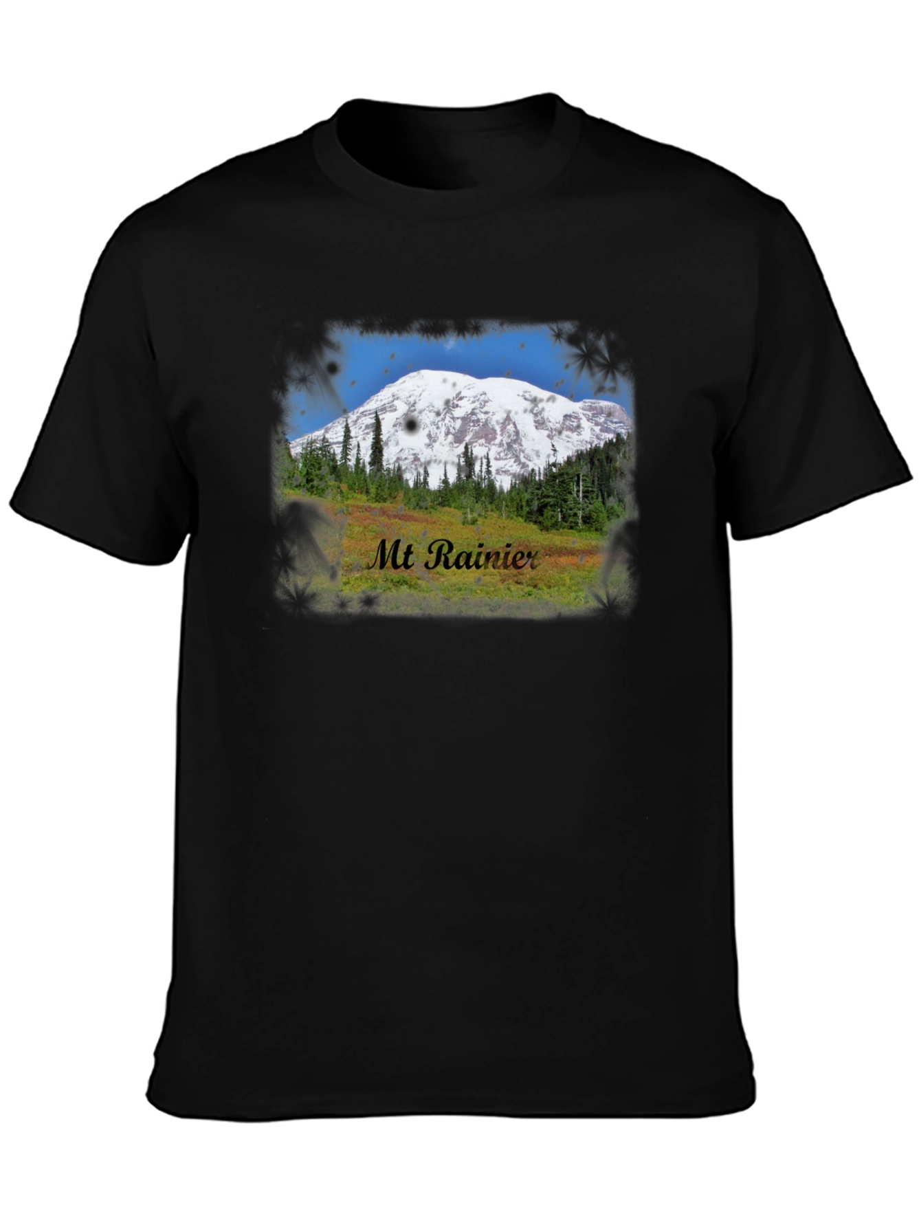 Black Mt. Rainier Graphic T-Shirt - Nature Inspired Tee view 3