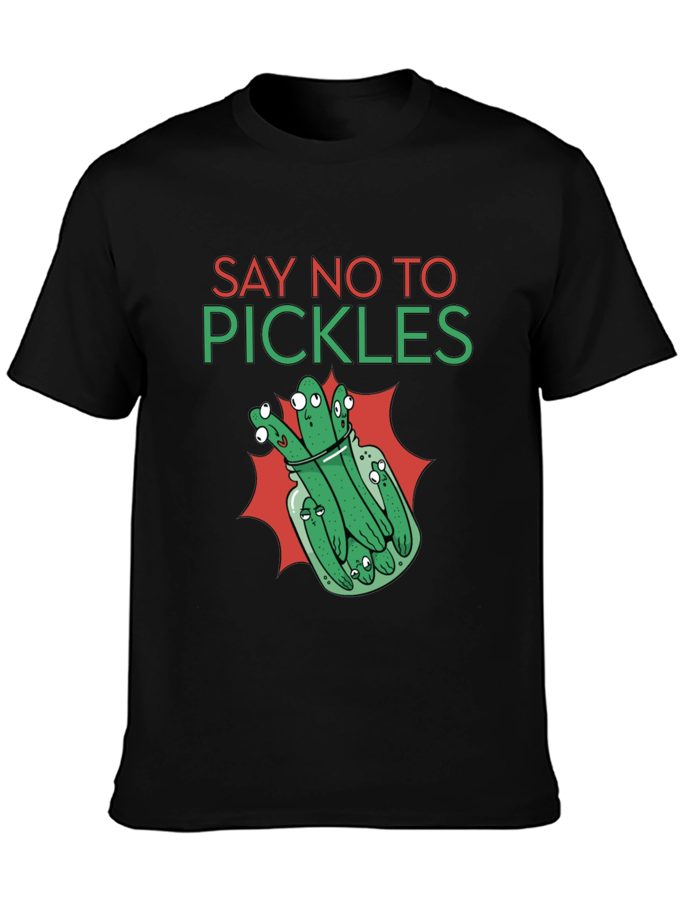 Black Say No to Pickles Funny Graphic T-Shirt view 3