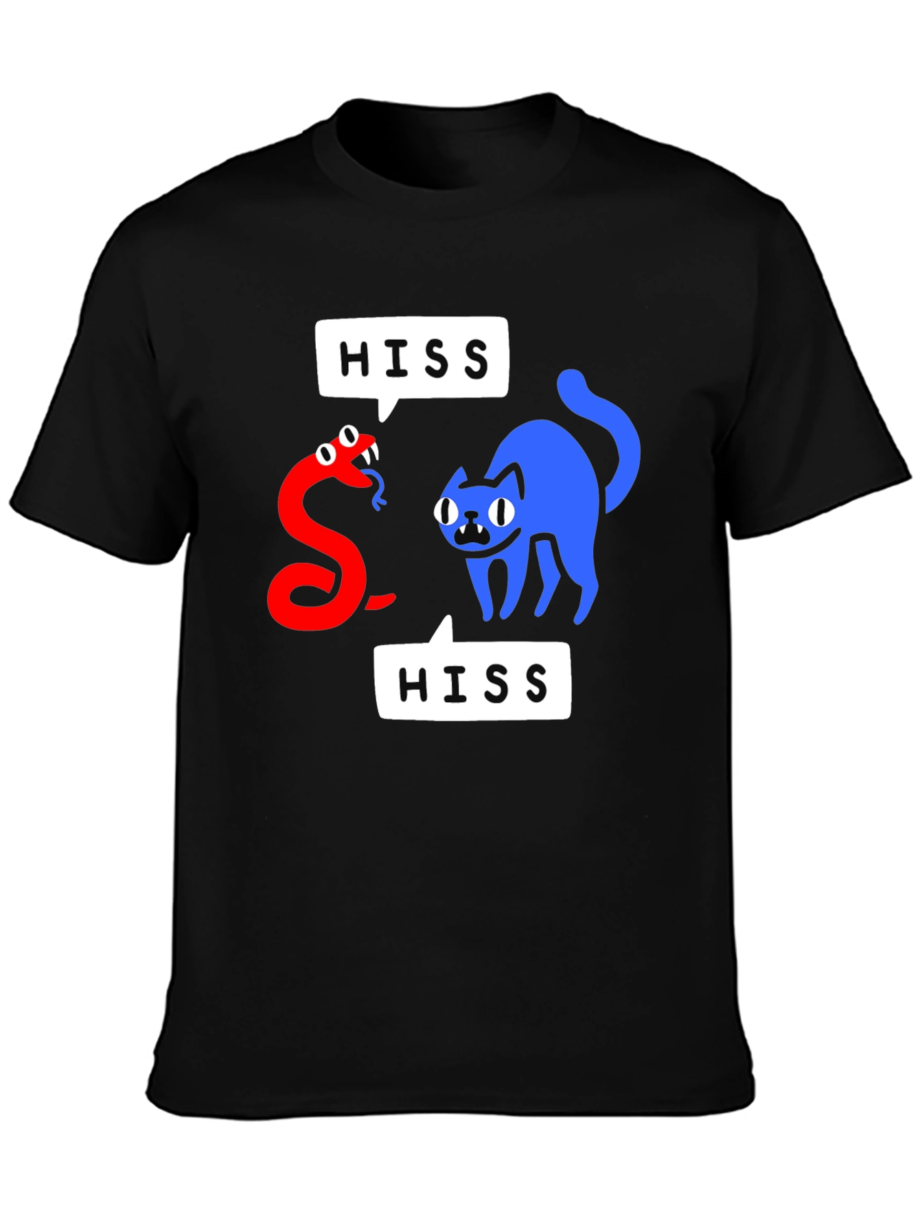Black Hiss-terical Cat & Snake Graphic Tee view 3