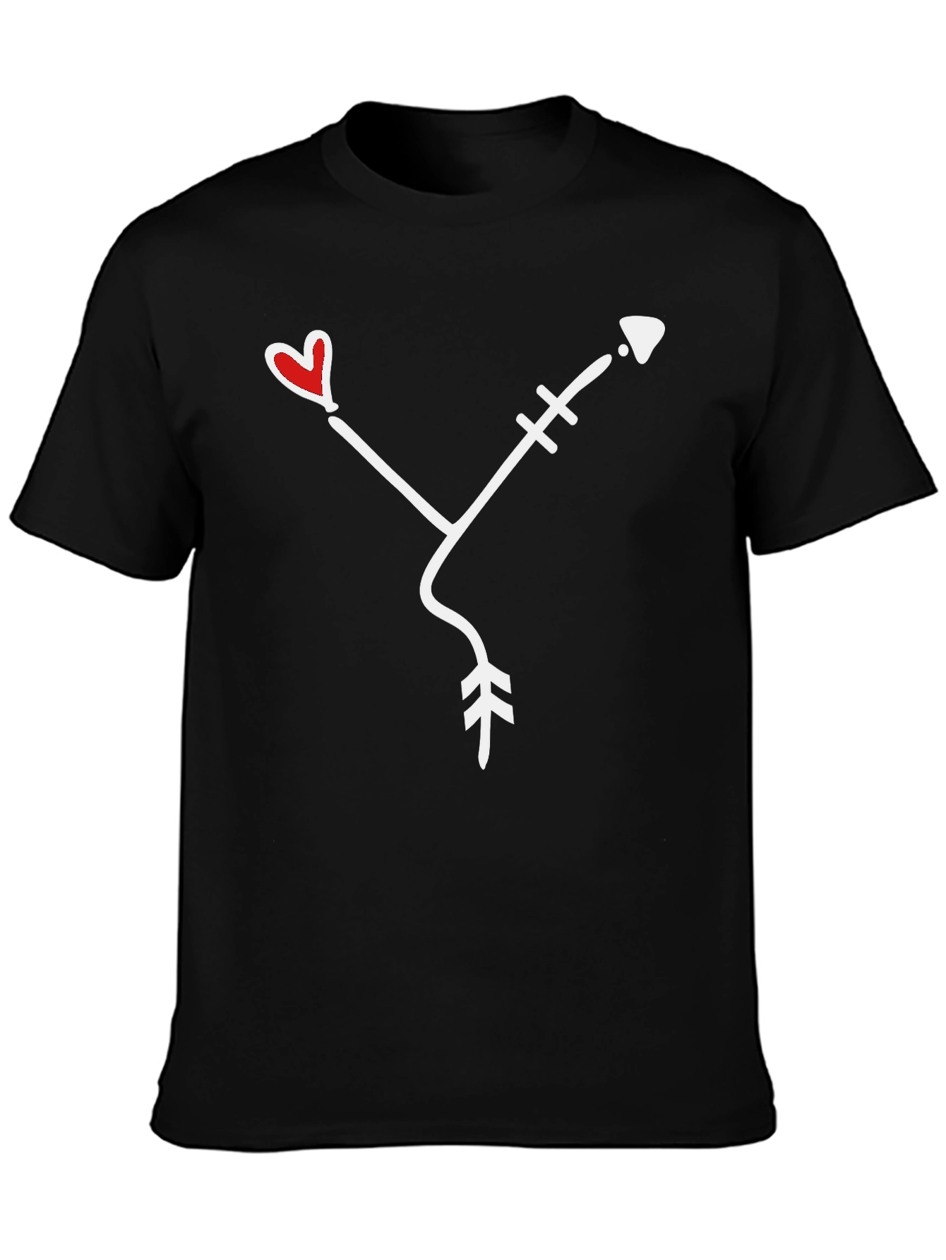 Black Heart Arrow Graphic Tee - Black Casual Shirt view 3